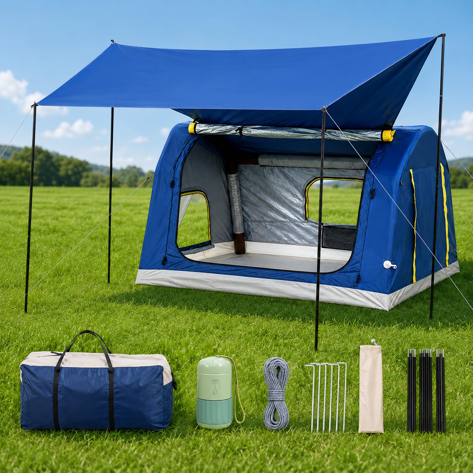 Eolzzi 3-4 Person 3-in-1 Inflatable Tent