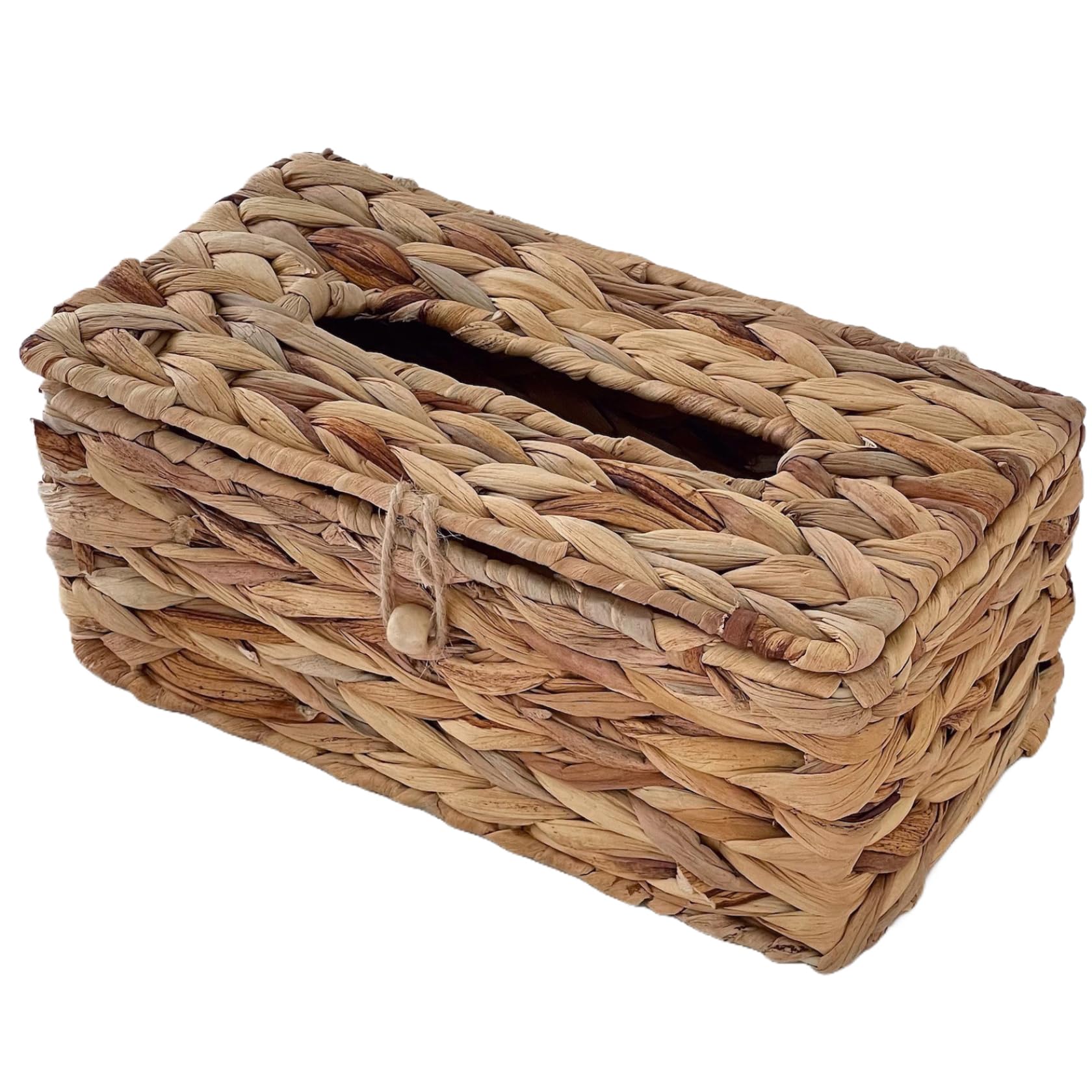 Pesoncarl Tissue Box Cover Rectangle Rattan Tissue Box Holder Wicker Cover with Flip-Open Top Decorative Facial Holder for Barthroom Kitchen Office Table Desk