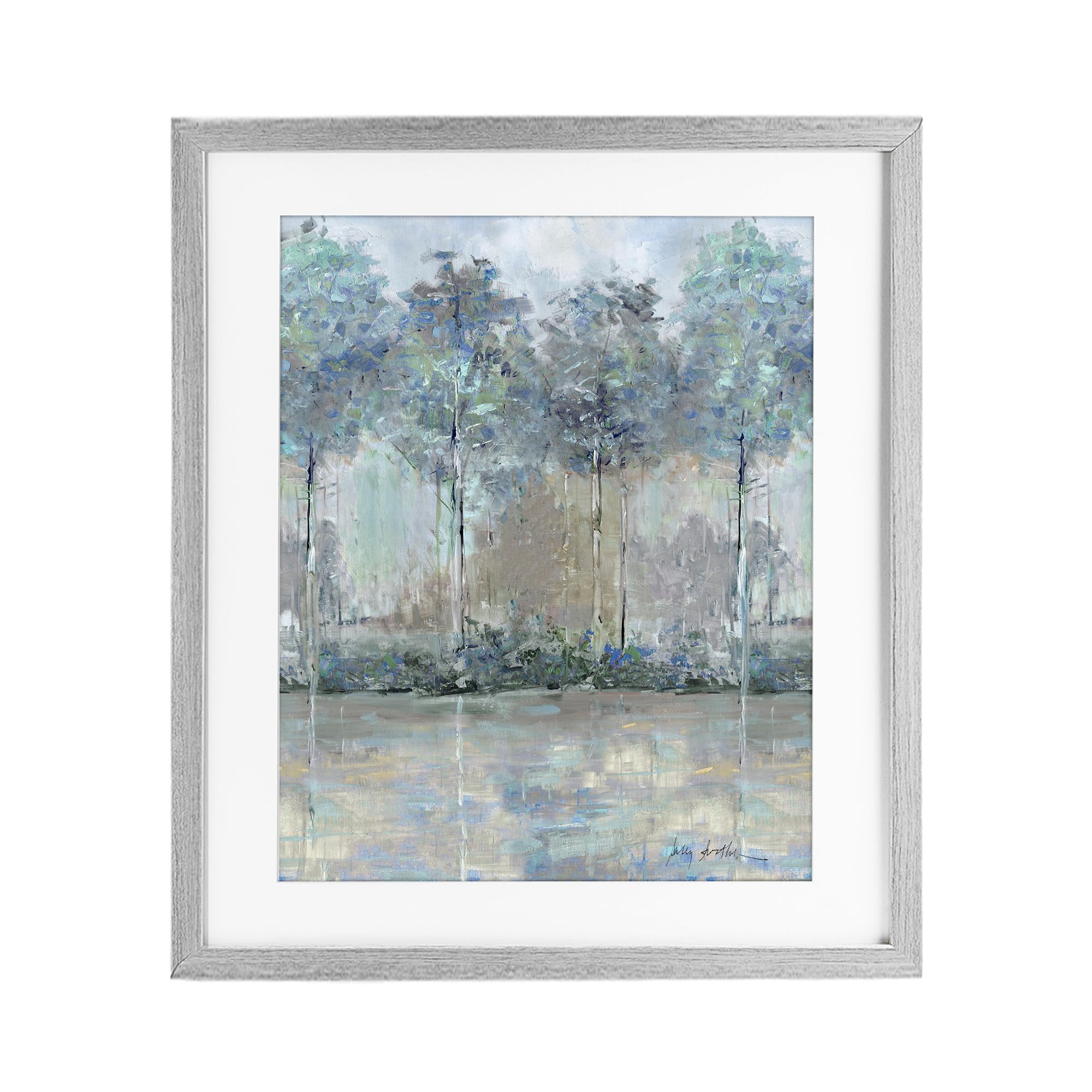 Stupell Industries 'Subdued Impression of Trees', Framed Print Under Glass, Gray, 17 x 21 Inches, Easy to Hang and Sturdy, Made in USA, by Sally Swatland