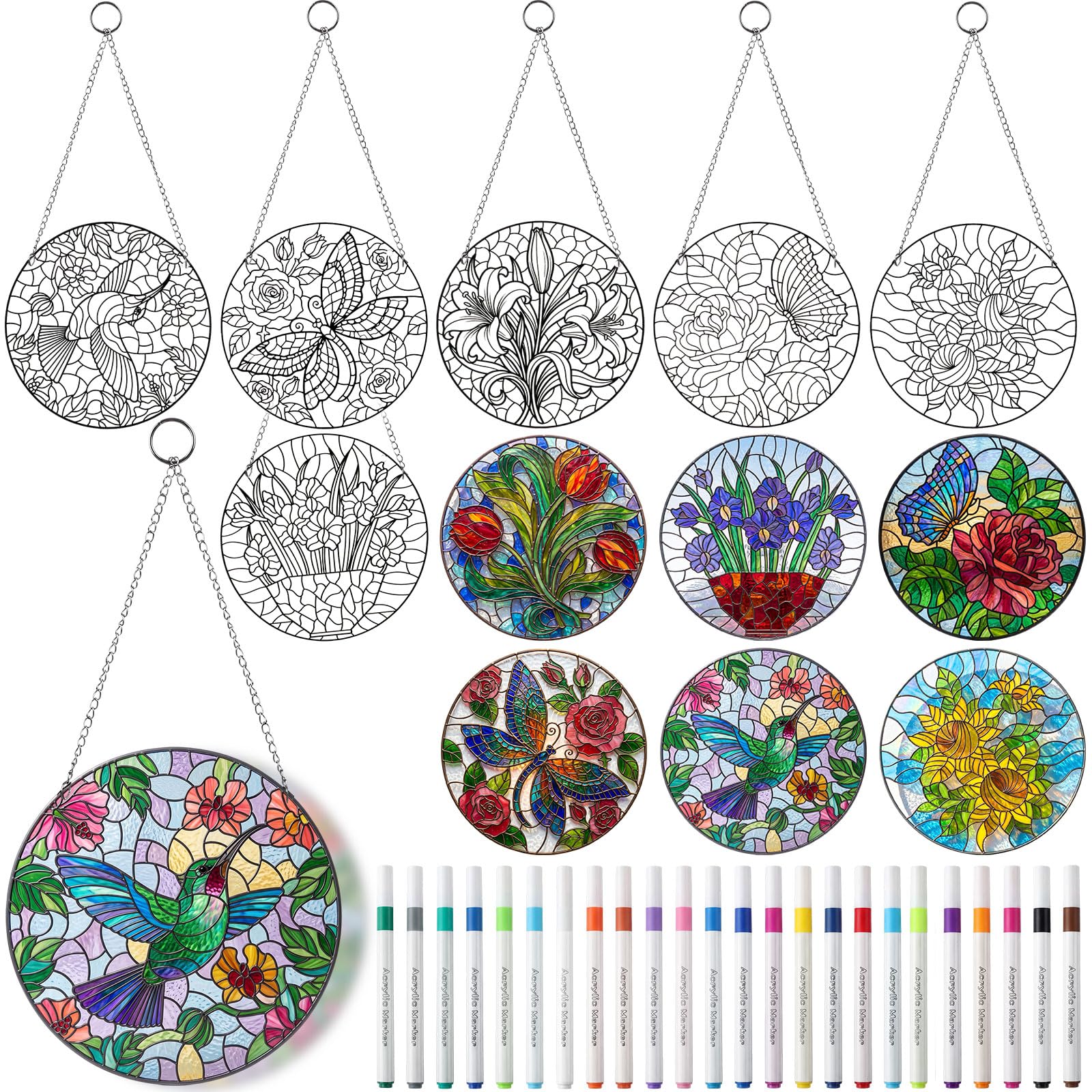 DIY Suncatcher Crafts Kit - Paint Floral Window Art -10
