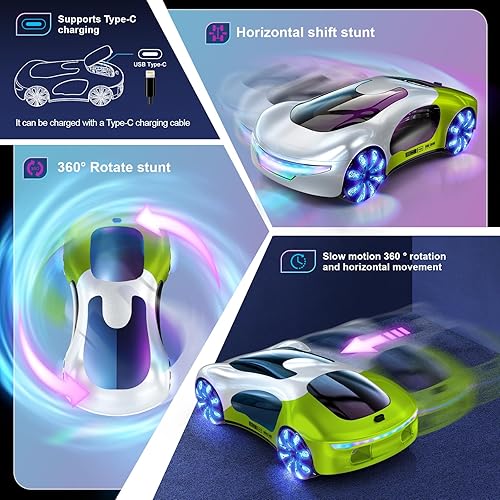 Miniatura 5 de Auto de control remoto futurista, auto de acrobacias a control remoto con detección de gestos con spray ligero y sonido, rotación de 360 de 2.4 GHz,