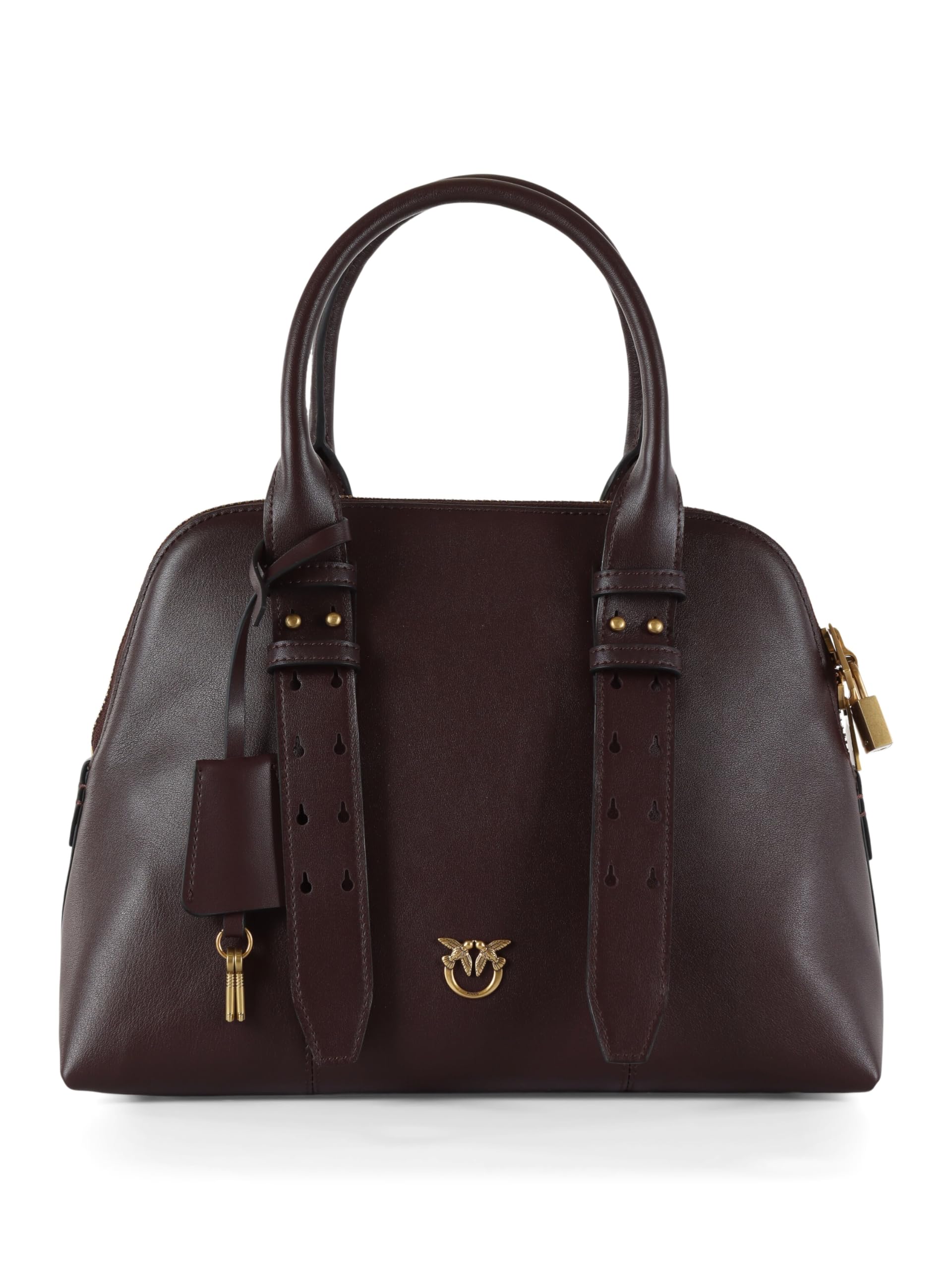 Pinko Sac à main Bowling Medium sac en cuir bordeaux de luxe - 5