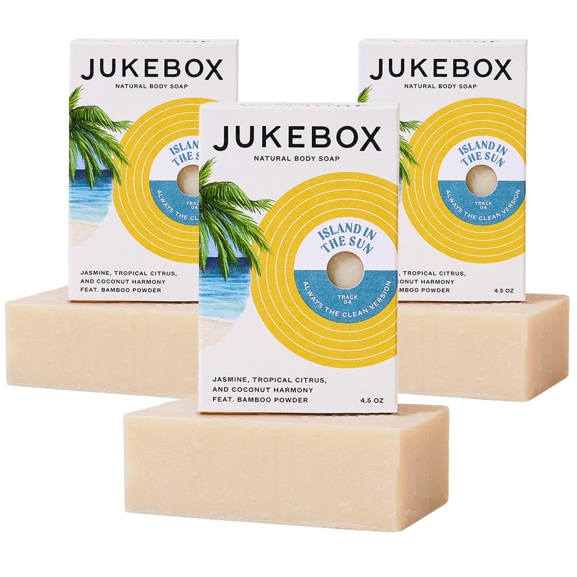JUKEBOX Soap, Island In The Sun,Natural Bar Soap for Women,Cold Process,Light Scrub,Bath Soap,No Harmful Ingredients,Created for All Skin Types,