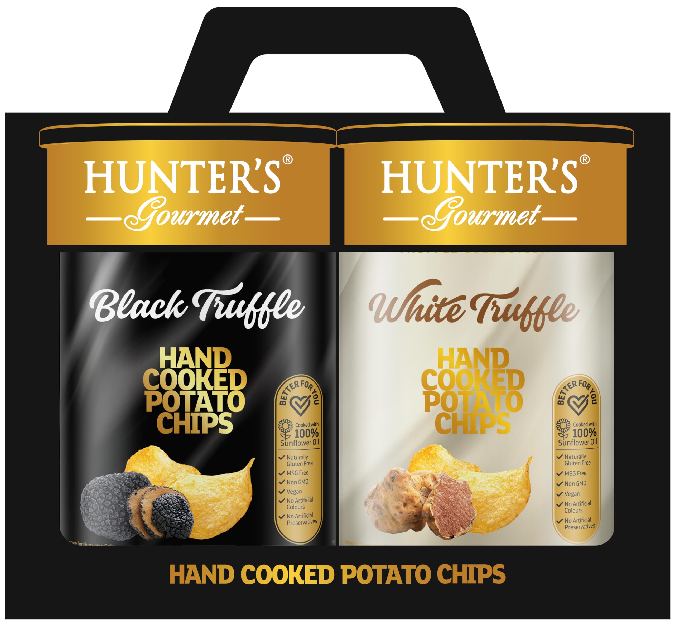 Hand Cooked Potato Chips Black Truffle 150g + White Truffle 150g