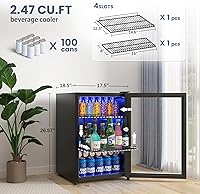 Vista 7 de Manastin Beverage Refrigerator Cooler-Mini Fridge Freestanding Cooler with Glass Door, Adjustable Shelves & Digital Temperature Display for Drink