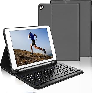 iPad 第6世代 キーボードケース 第5世代 キーボード (9.7インチ) iPad Pro 9.7 キーボ ード iPad Air 第2/1世代に適用 Bluetooth ワイヤレス キーボ ードカバー 脱着式 オートスリープ機能 多角度調整 傷つけ防止（グレー）