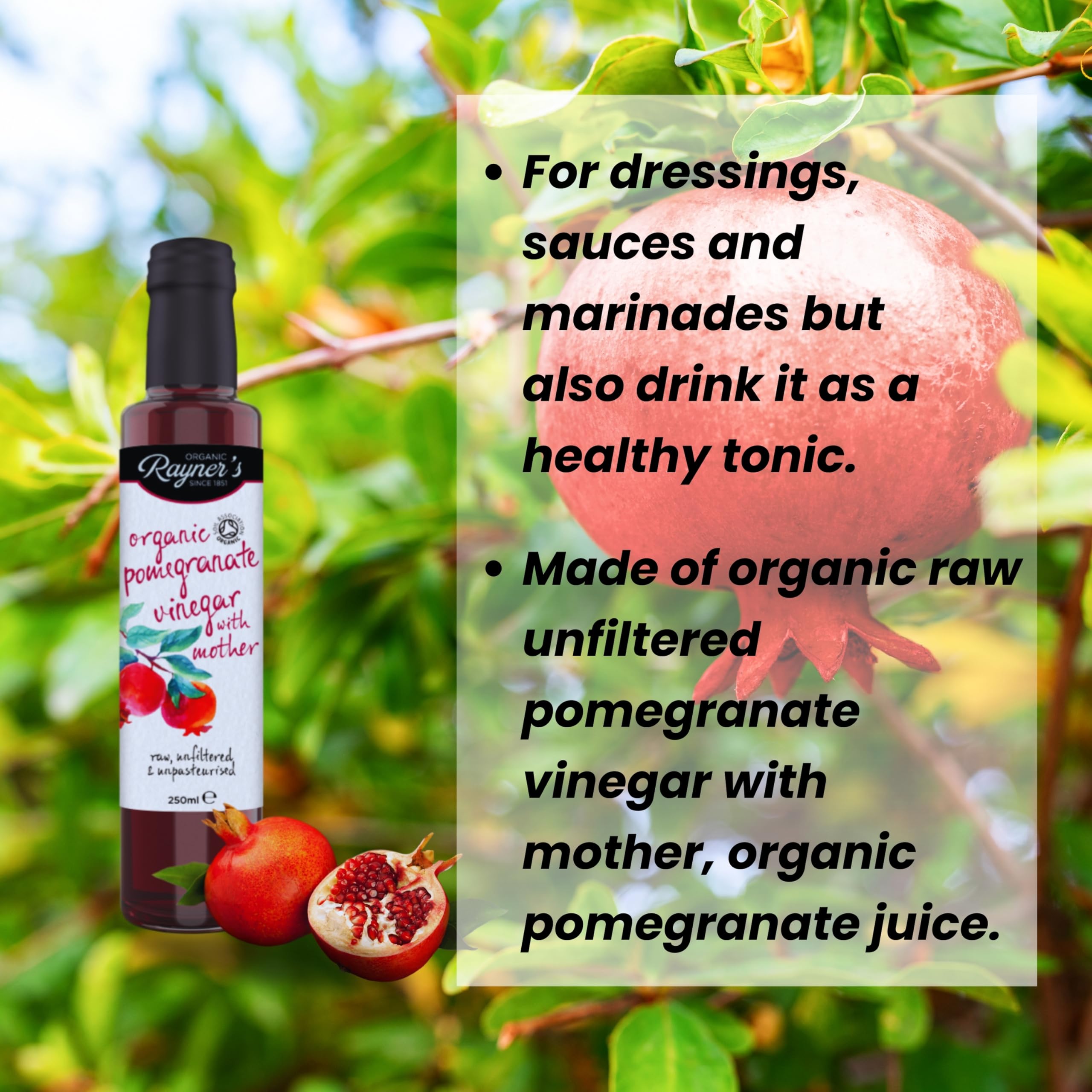 Rayners Essentials Organic Pomegranate Vinegar Mother 250ml (Case of 6)