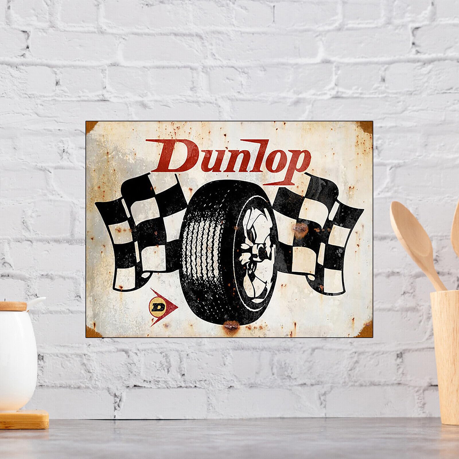 Yaasimoule Metal Dunlop Tyres Advert Retro Aluminium Sign, Novelty Gift Bar Pub Garage