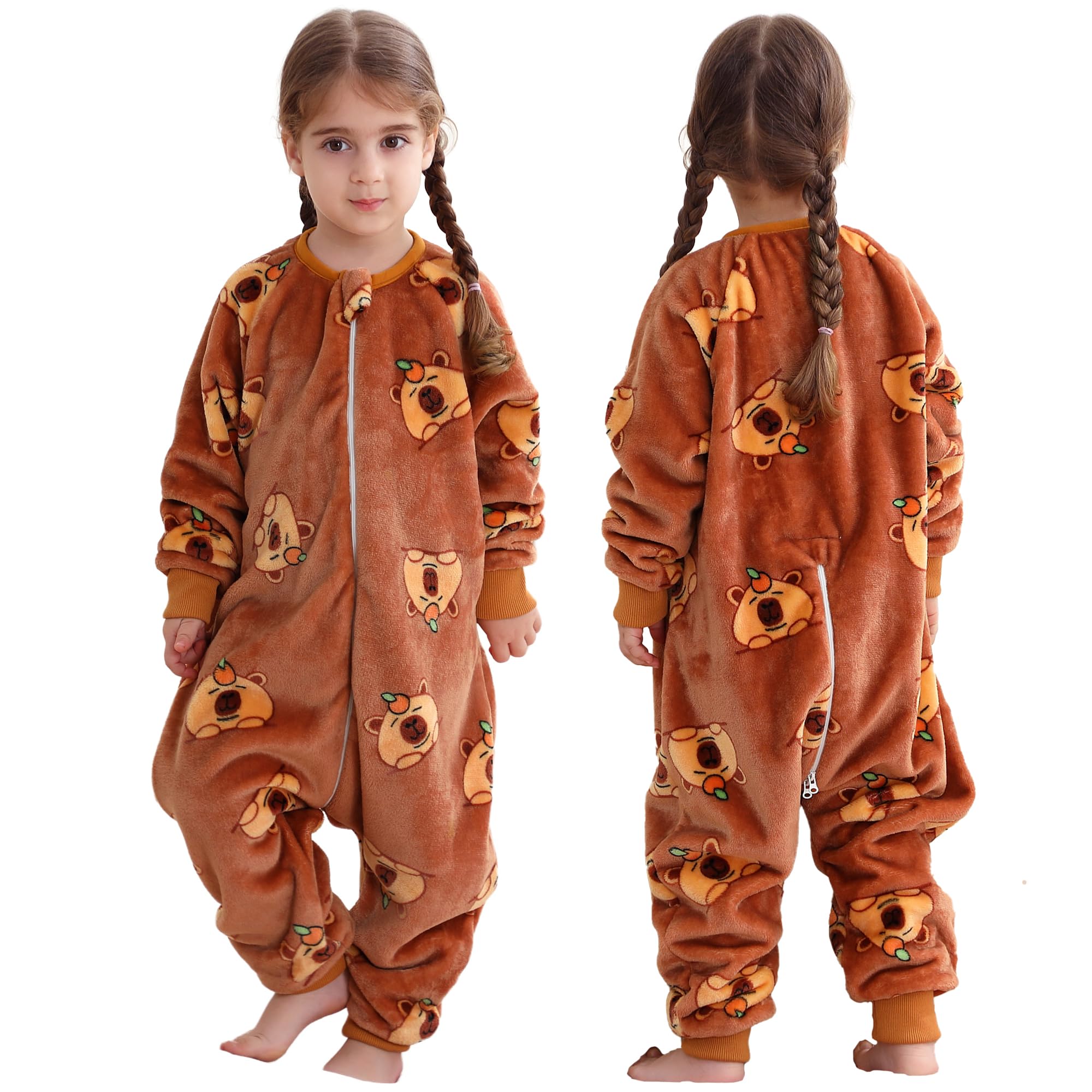 HAHASHOW Flannel Sleeping Bag with Legs for Baby 4-5 Years, Capybara