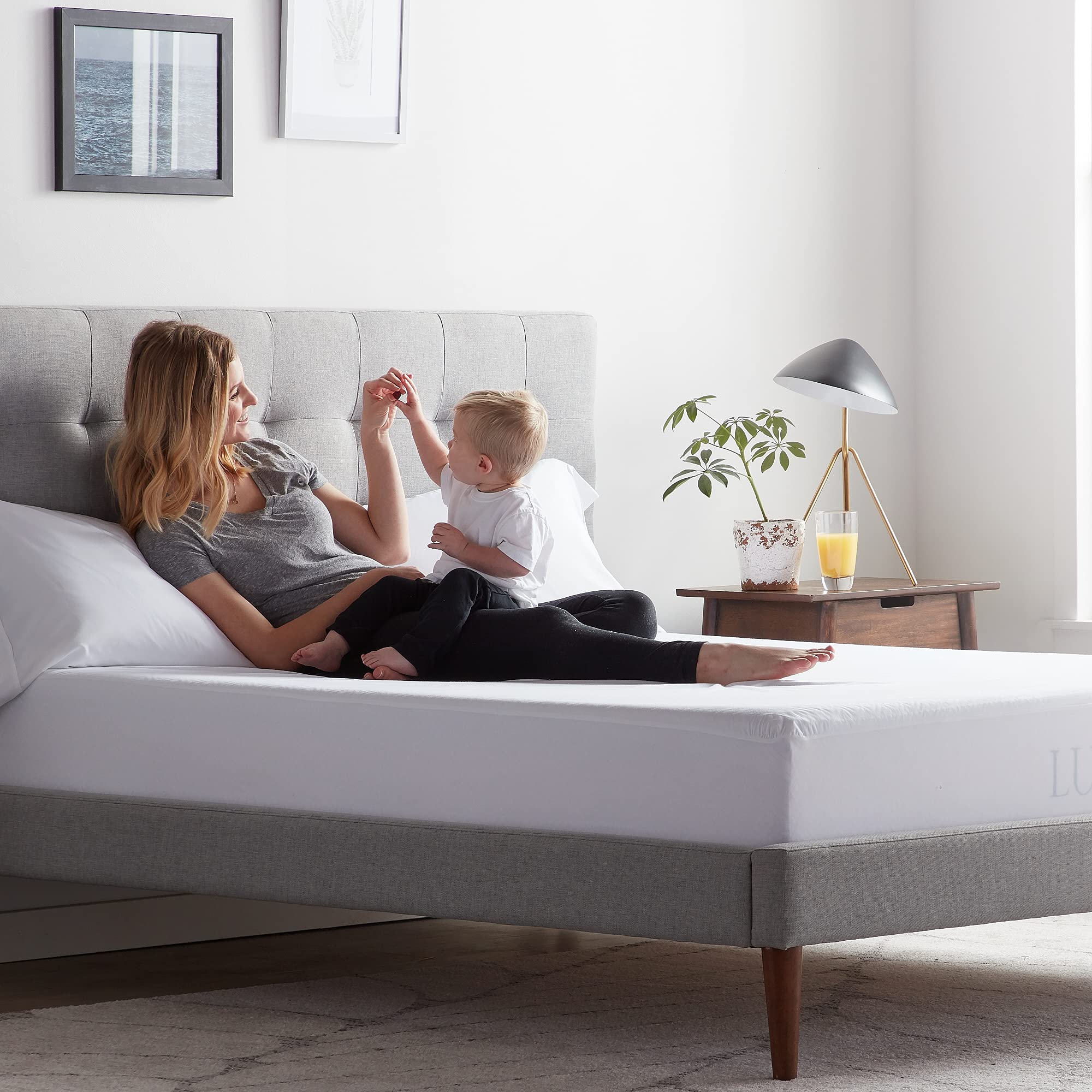 LUCID Ochraniacz na materac Premium Rayon z bambusa Jersey – bardzo miękki – wodoszczelny, cichy, 140 x 200 cm