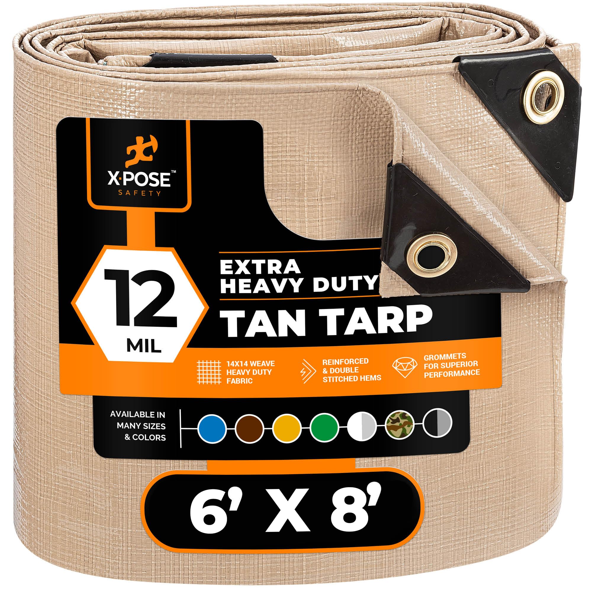 Heavy Duty Tan Poly Tarp 6' X 8' - Multipurpose Protective Cover