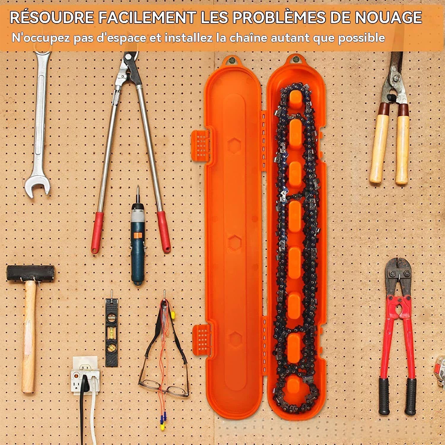Estuche de almacenamiento para cadena de motosierra, organizador protector para ahorrar espacio