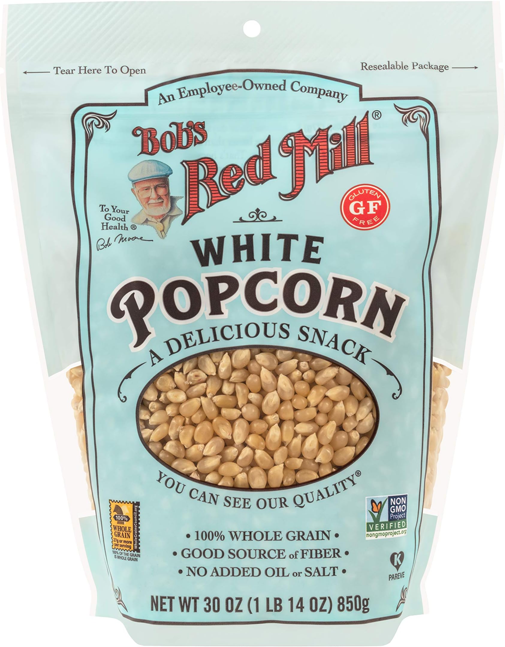 Bob's Red Mill White Popcorn, 30oz (Pack of 1) - Non GMO, Whole Grain, Vegan, Kosher