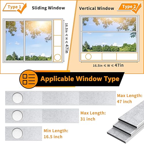 Miniatura 4 de LBG Products Kit de sellado de ventana de aire acondicionado portátil aislado, kit de ventilación de ventana de CA ajustable, placas de sellado con