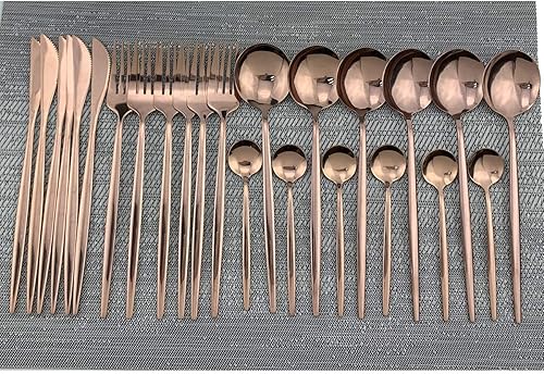 Set de cubiertos Gugrida, juego de cubertería reutilizable, de acero inoxidable 18/10, set de cubiertos reflejantes, ideal para reuniones familiares