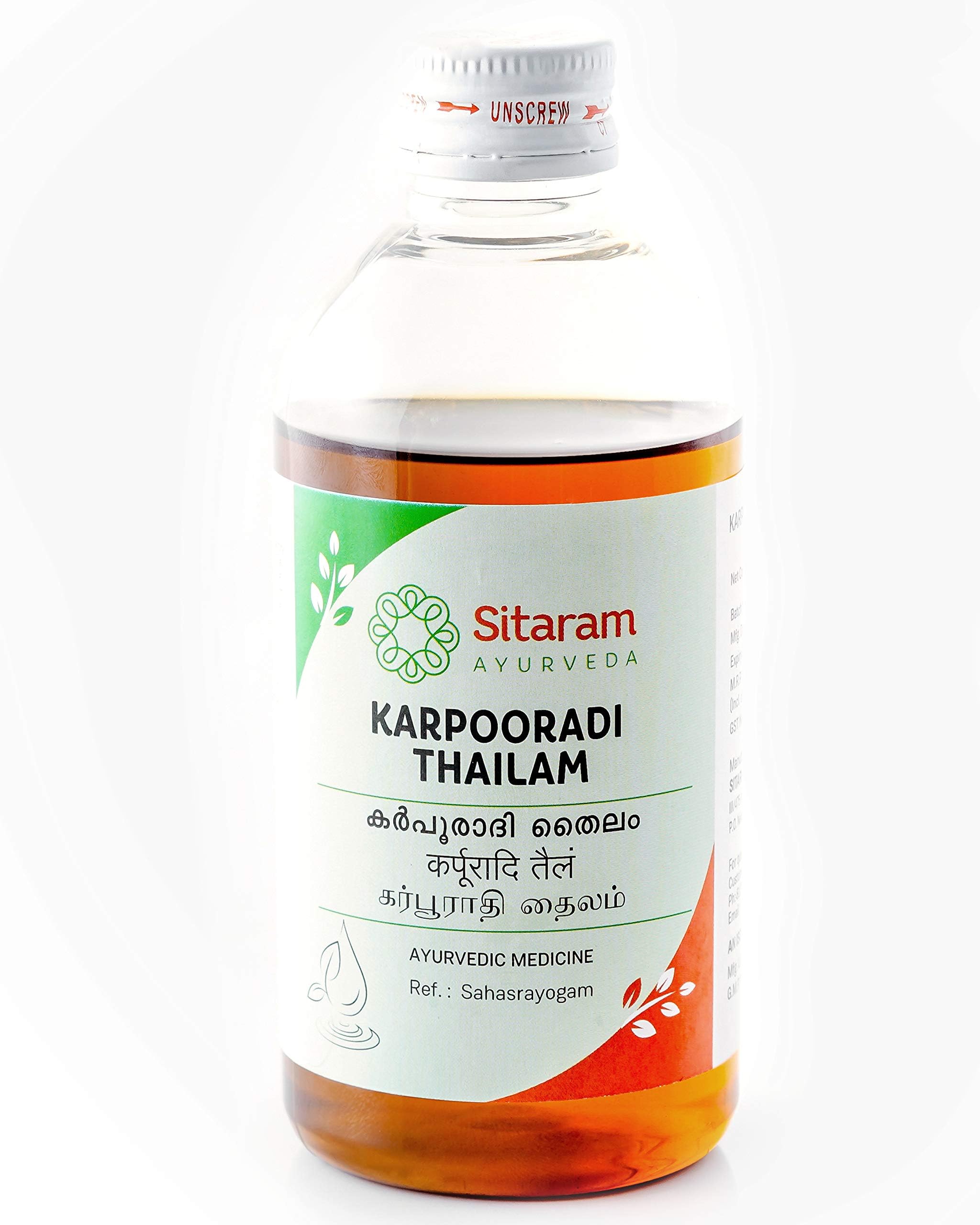 Sitaram Ayurveda Karpooradi Thailam | Ayurvedic Karpooradi oil for immediate relief from joint pain, muscular cramps and aches | 450ml
