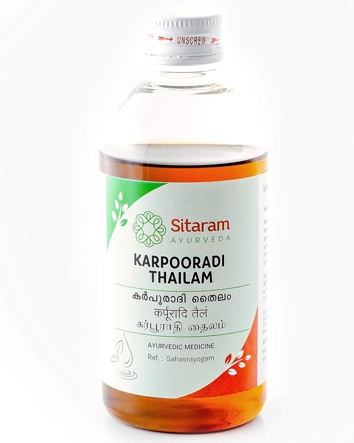 Sitaram Ayurveda Karpooradi Thailam 450ml Ayurvedic Karpooradi oil for immediate relief from