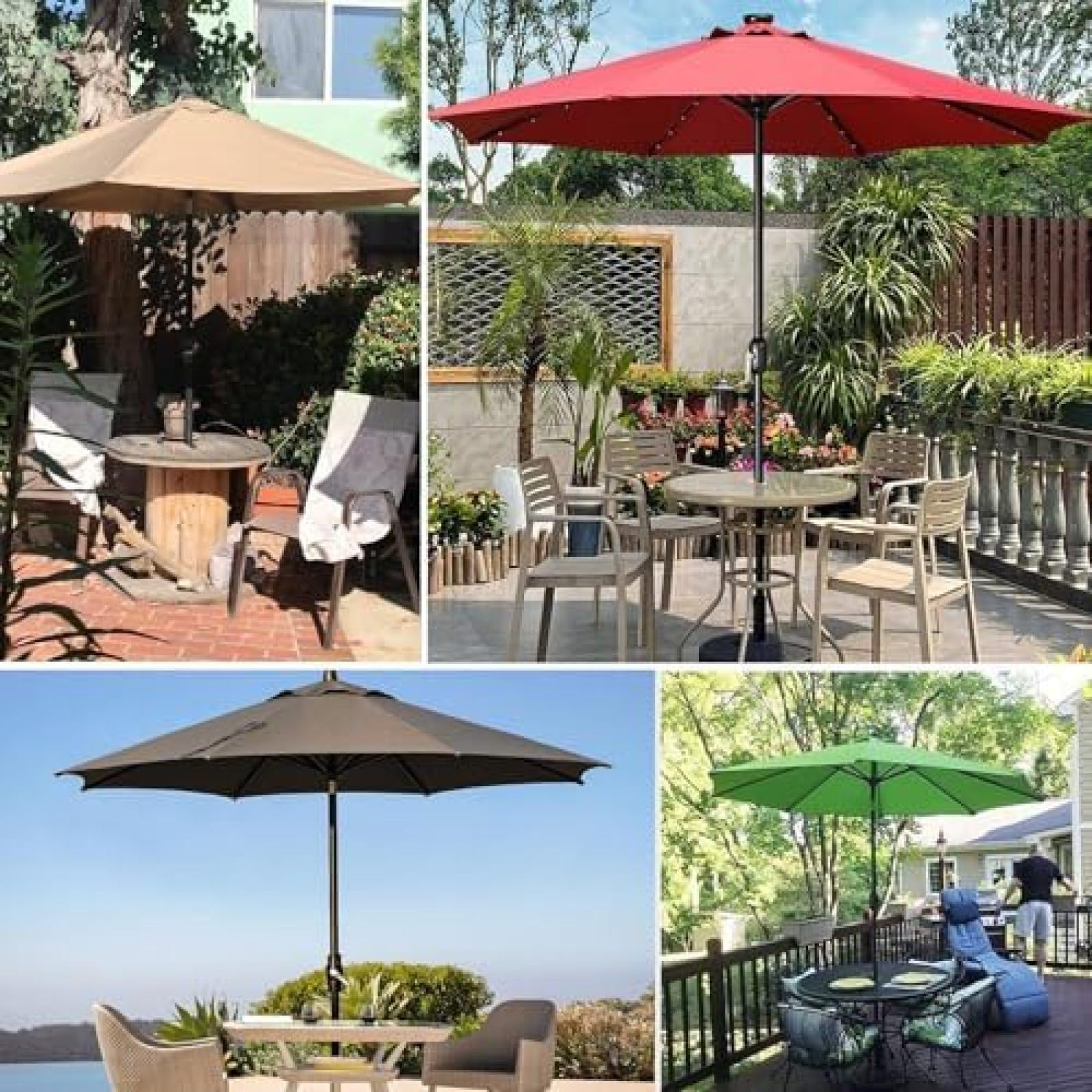 Wasserdichte Schirmhülle für 2-3,5 m Schirme, 6/8 Rippen, strapazierfähiges Gewebe, ideal für Terrasse & Pool, UV-beständig, wetterfest, Outdoor-Zubehör