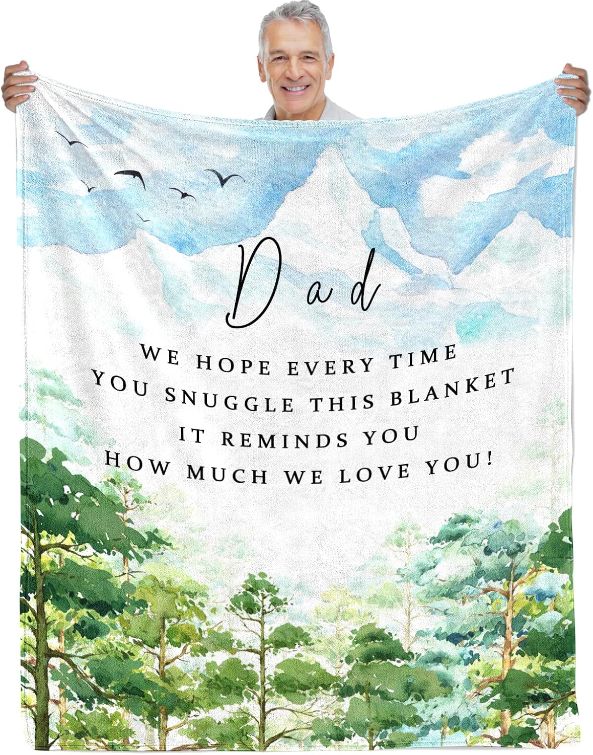 Dad Gifts Fathers Birthday Gift, Dad Blanket from Daughter Son, Birthday Gift for Dads, Valentines Day Gifts, Soft Flannel Throw Blankets for Sofa Couch Bed 60" x 50"
