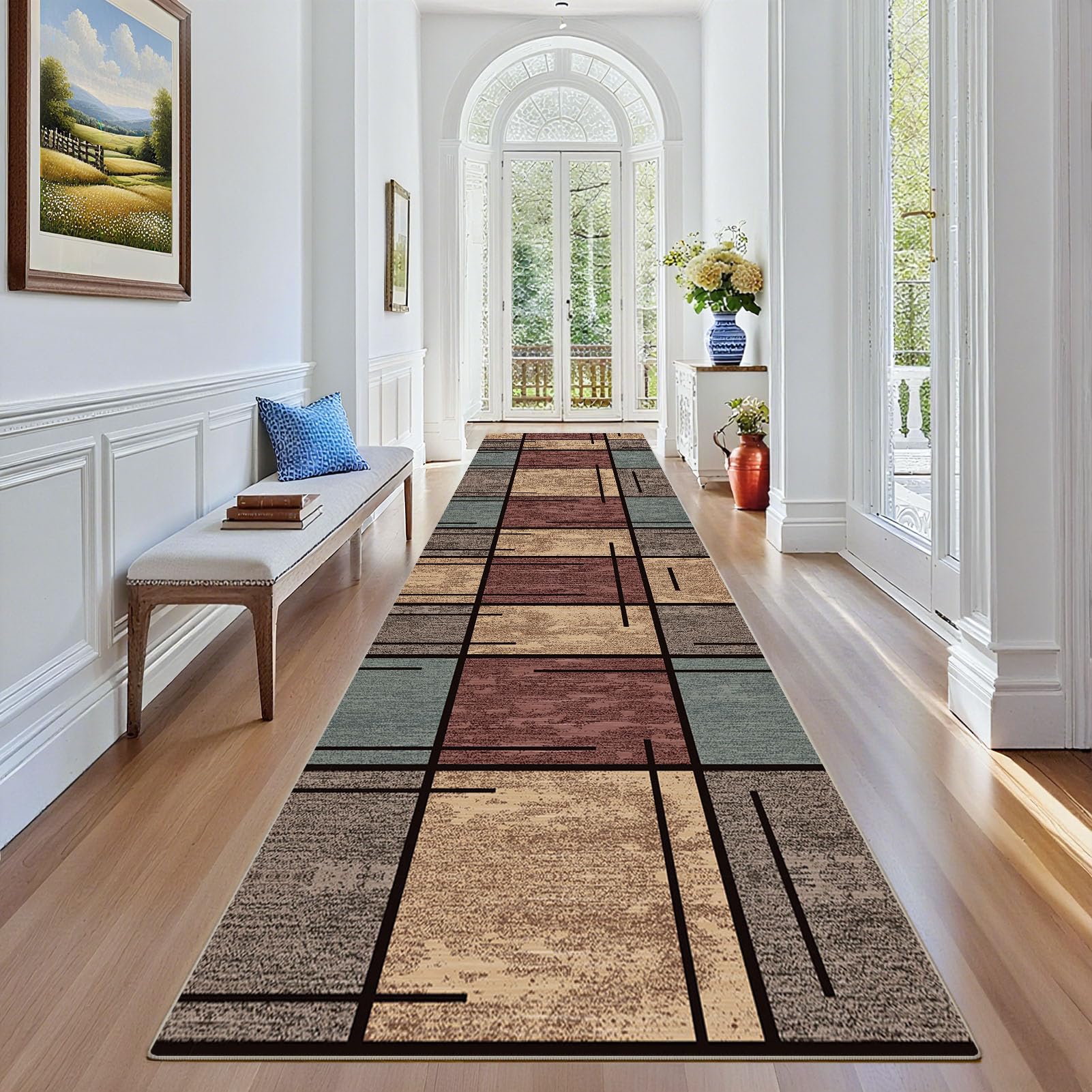 Stqyeiw Carpet Runner for Hallway 80 x 260 cm Non Slip Long Hallway Runner Rugs for Kitchen Rugs Washable Floor Mat Absorbent Door Mat Narrow Hall Runner for Hallway Bedroom Kitchen Entryway