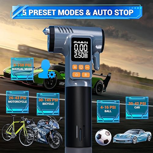 Miniatura 5 de Inflador de neumáticos, compresor de aire portátil, 180 PSI y 15500 mAh y bomba de aire 6 veces más rápida para neumáticos de automóvil, bomba de