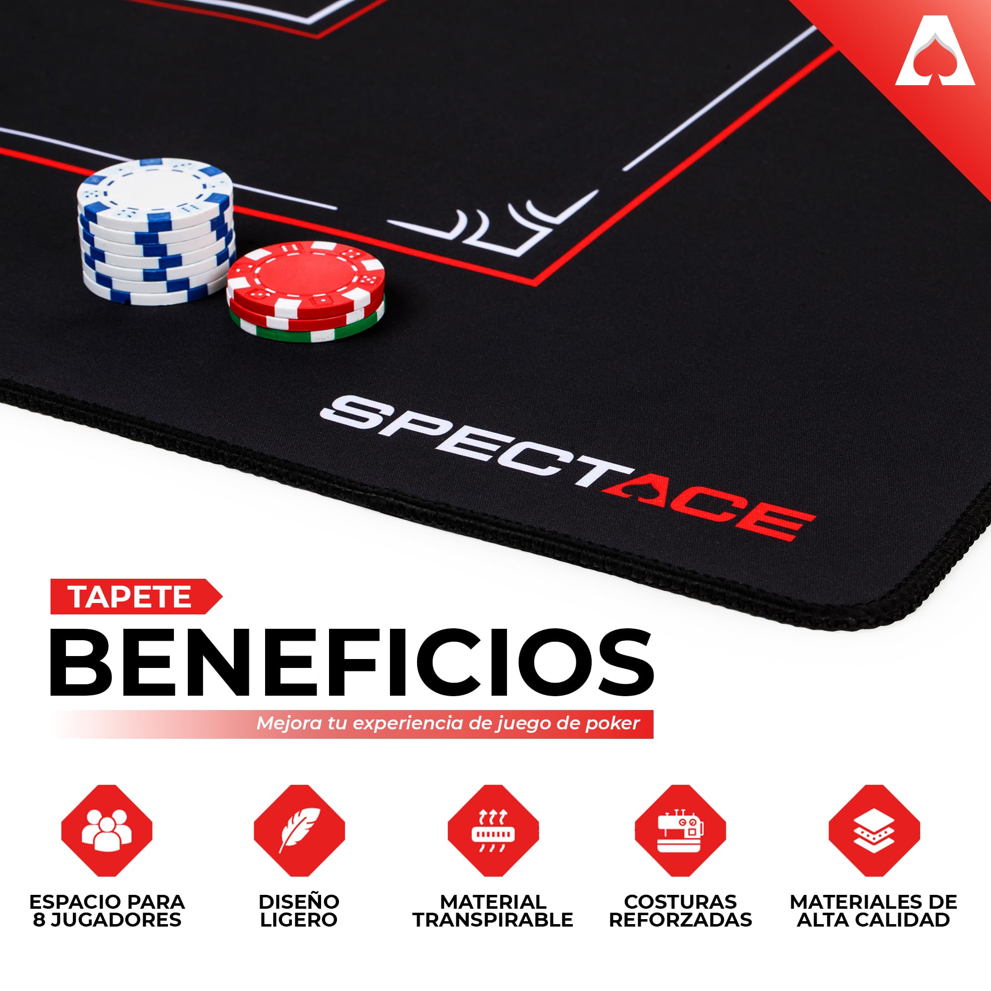 Tapete Poker 100 × 60 cm | Tapete Cartas Profesional para Poker Set - Mesa Poker Estilo Casino
