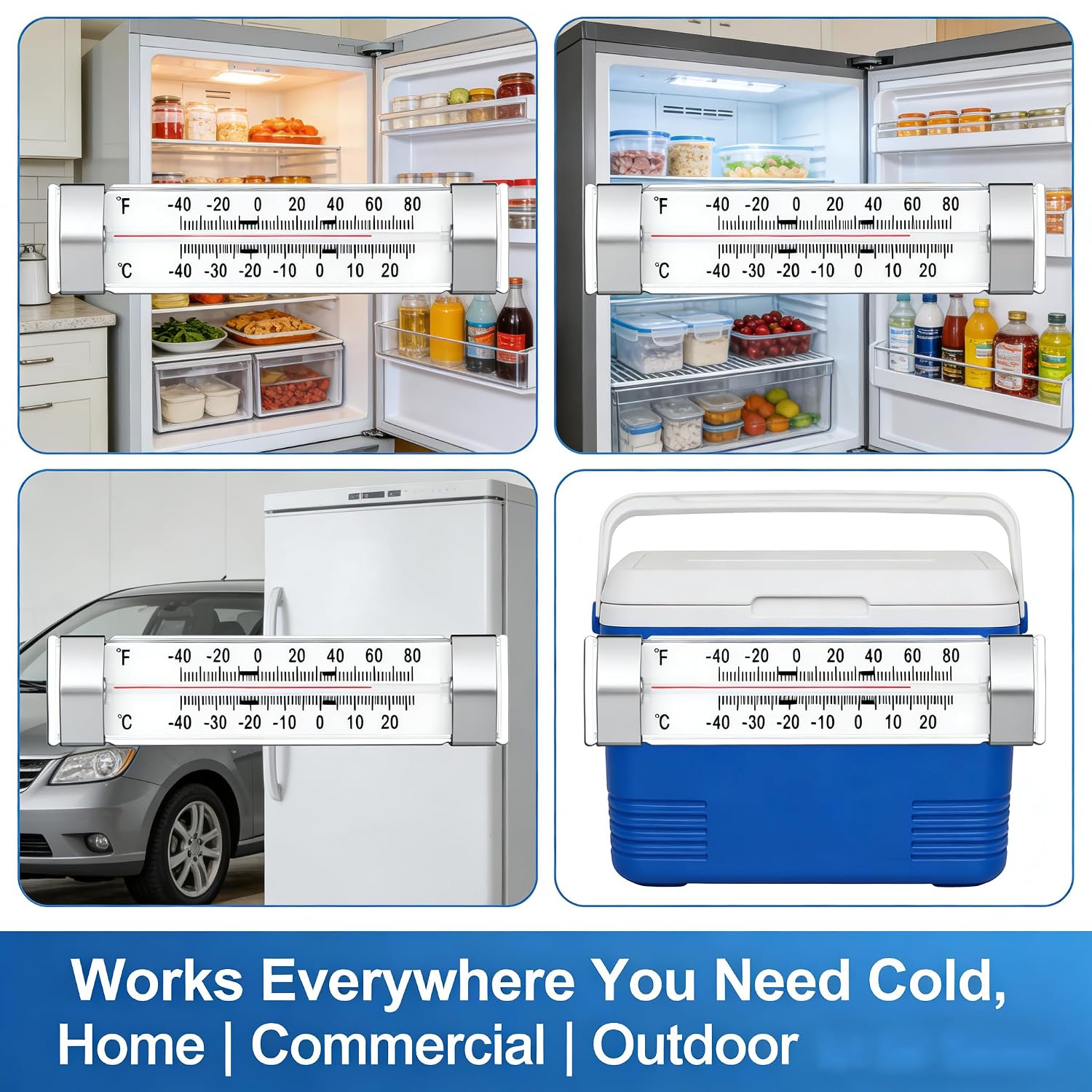 2 Pack Analog Refrigerator Thermometer for Cooler, Fridge & Freezer