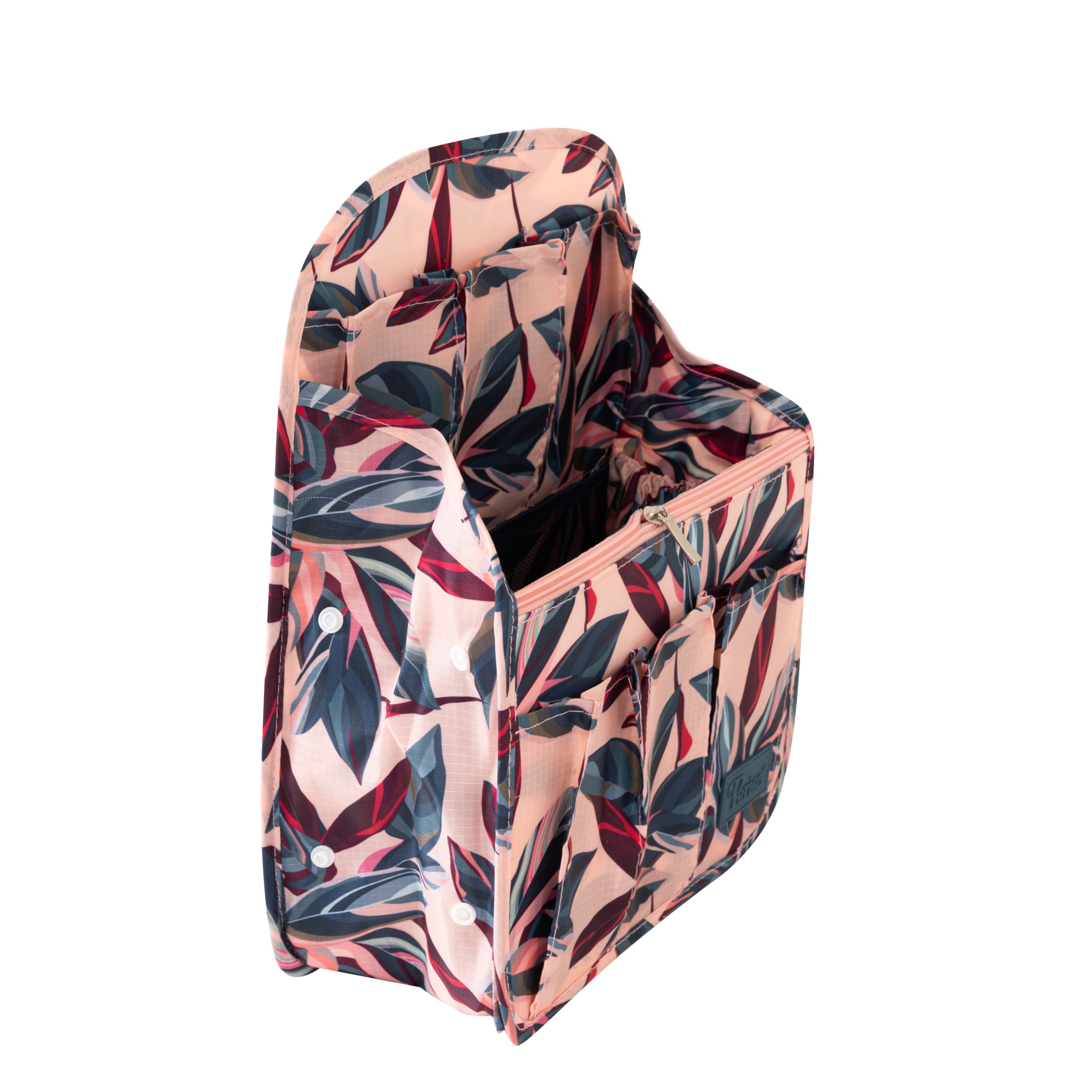 Periea Backpack Organiser Insert 'Gwen' - Rucksack Organizer with 13 Compartments (Peach Leaves, Large)