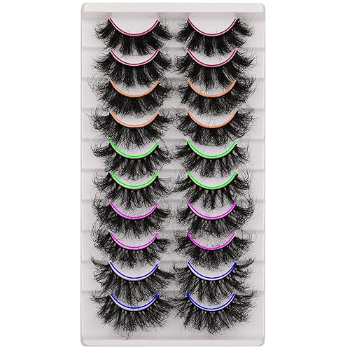 Vista 15 de Pestañas postizas de visón finas, pestañas postizas esponjosas rizadas en D, pestañas de visón sintético, 0.551 in, aspecto natural, pestañas