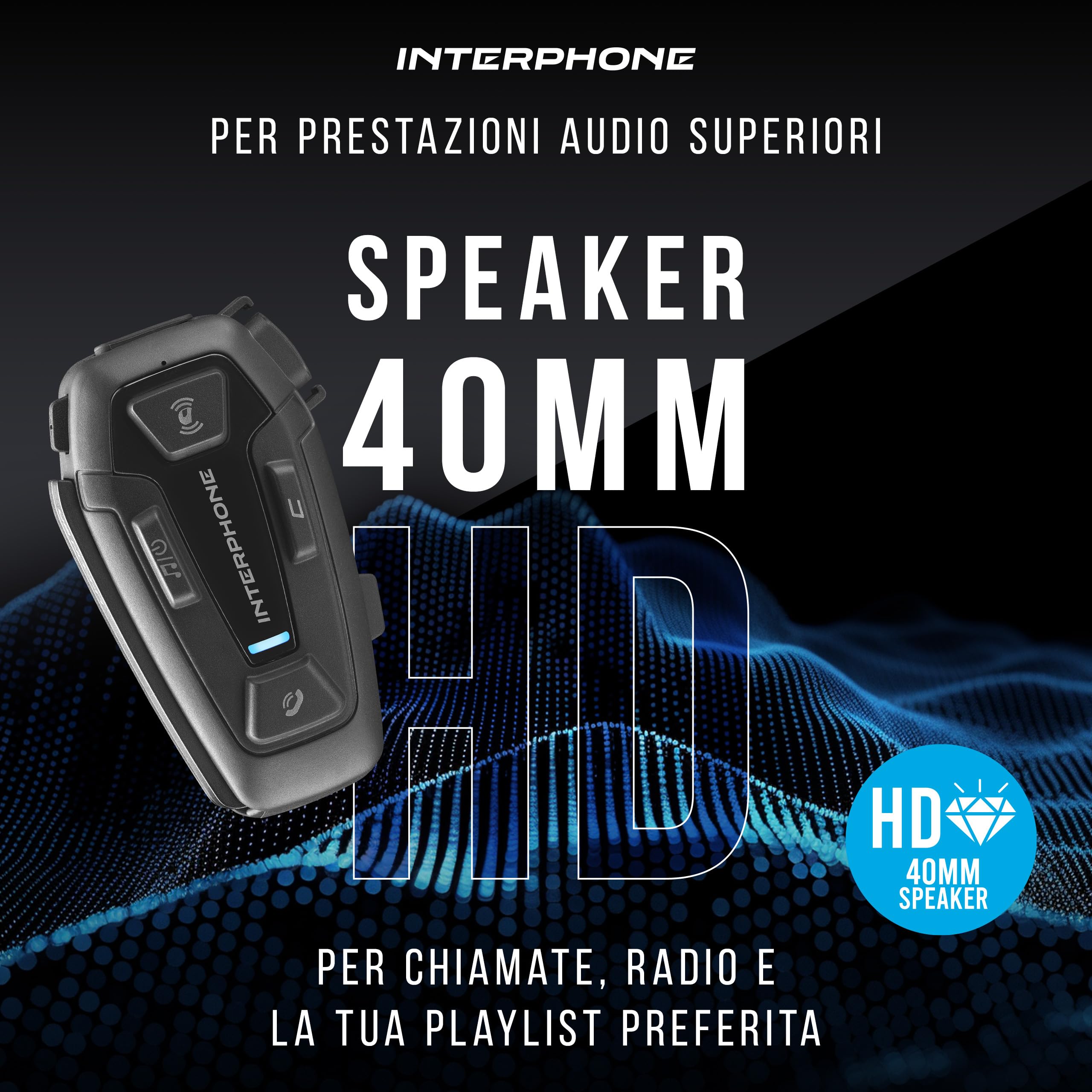 INTERPHONE UCOM8R - Doppio - Interfono Moto con Comunicazione Mesh 3.0, Fino a 24 Piloti, Distanza 1,6 Km, Autonomia 18 ore, Compatibile TFT e GPS, Impermeabile, Speaker HD 40mm