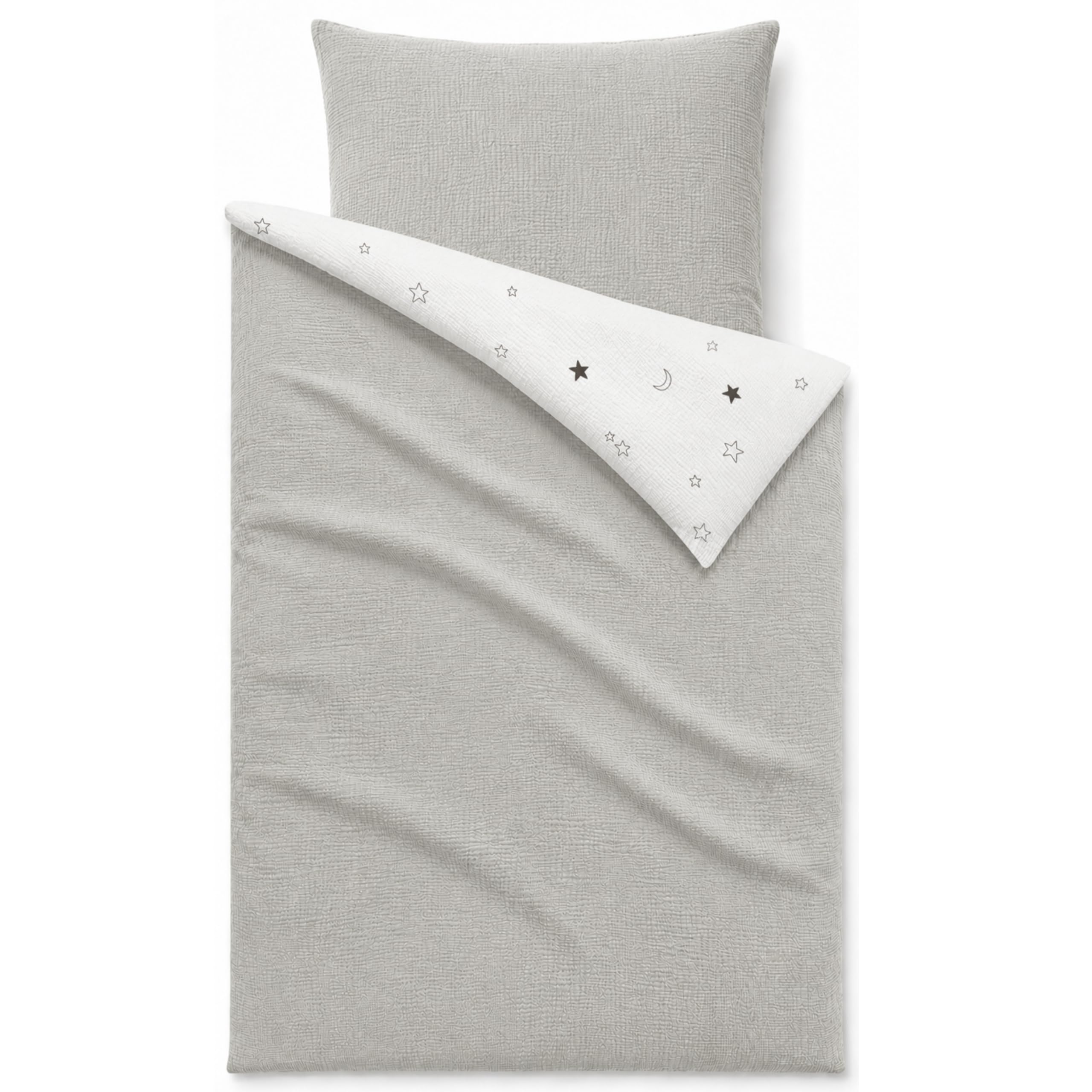 Dreamzie Parure de Lit Mousseline 135x200 Enfant 100% Coton Gris Clair