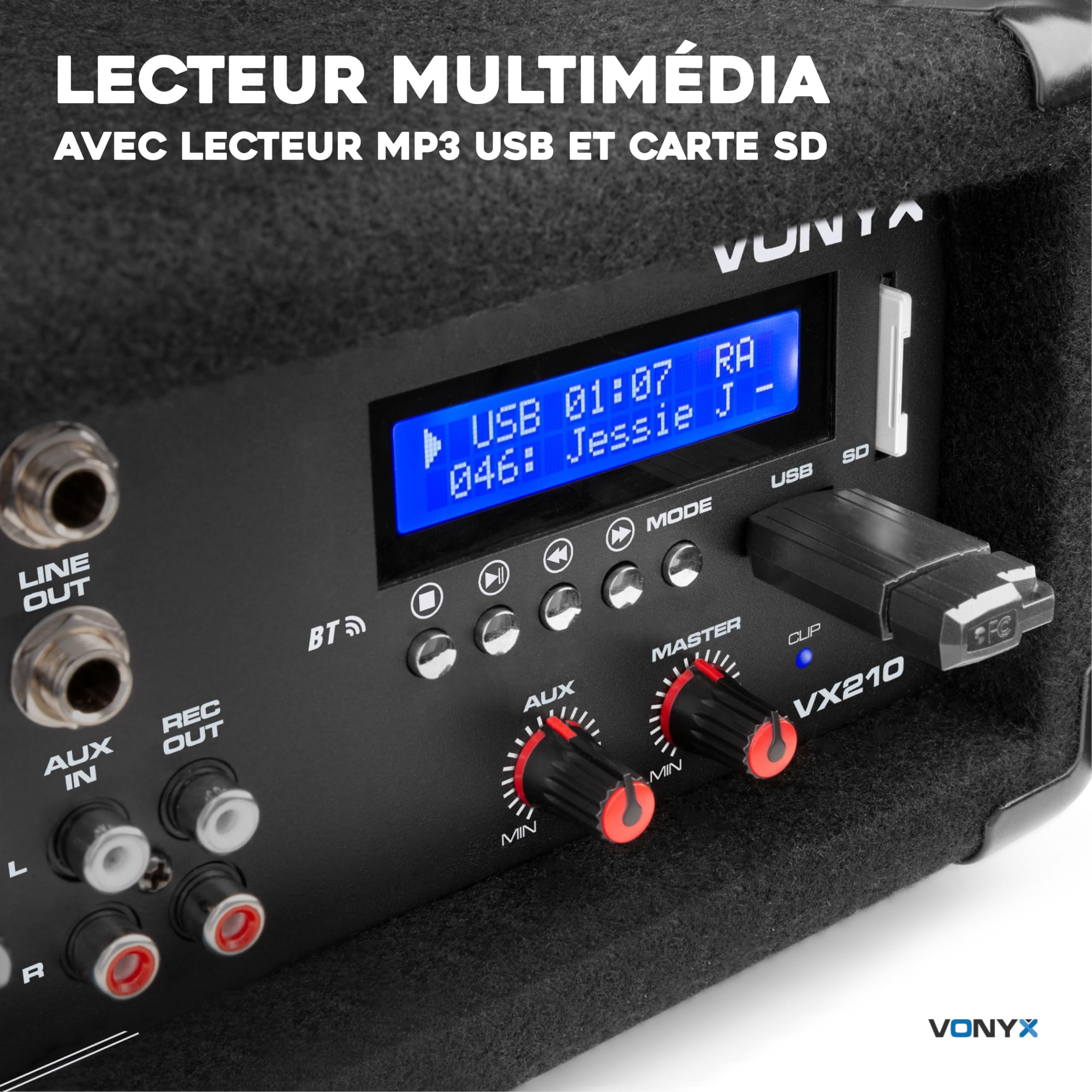 VONYX VX210 Système de Sonorisation Complet Bluetooth - 800 Watts, avec Trépieds Réglables, Table de Mixage Amplifiée, 2 Enceintes, Câbles, Microphone, Idéal pour Animer Vos Soirées