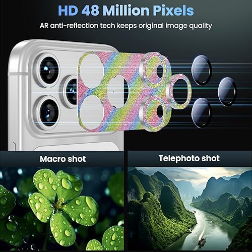 Vista 249 de Uyiton - Protector de lente de cámara de iPhone 13 Pro y 13 Pro Max, fuerte absorción, protección anticaídas, cubierta de cámara trasera, vidrio
