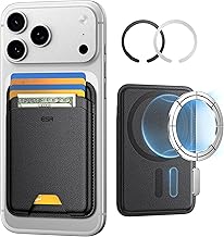 ESR for MagSafe Wallet, 5-Card Holder with RFID Blocking, MagSafe Sticker Included, Slim Magnetic Wallet for iPhone 16/15/14/13/12 Series and Selected Samsung Devices, Not for mini, Black