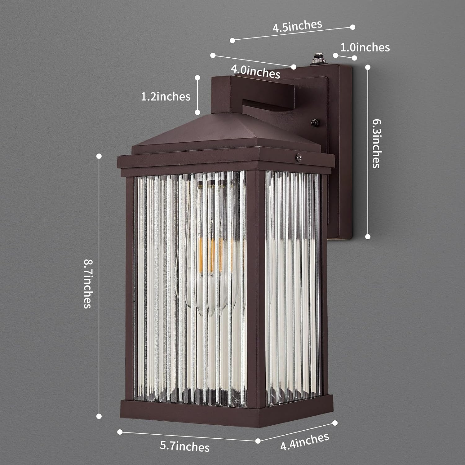 Outdoor Wall Lights, Black, Coffee Colour, 7.5 x 5.5 x 12.6 Inches, Porch & Patio Lights, Outdoor Garage Lights