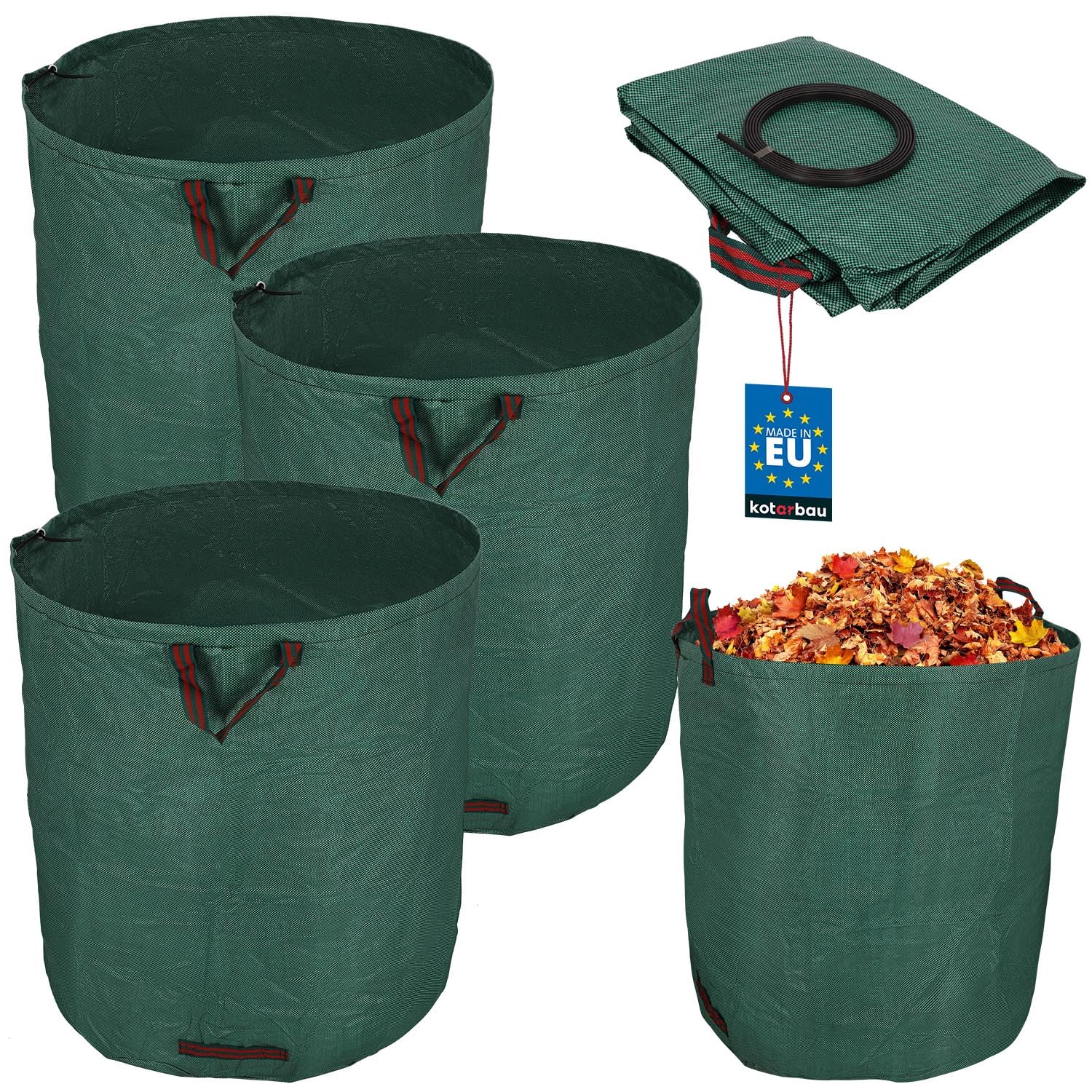 KOTARBAU® Lot de 3 sacs à déchets de jardin, 635 L. Idéal pour seau à mortier, plantes, feuilles et tontes de gazon. Sac rectangulaire pratique pour jardin et conteneur.
