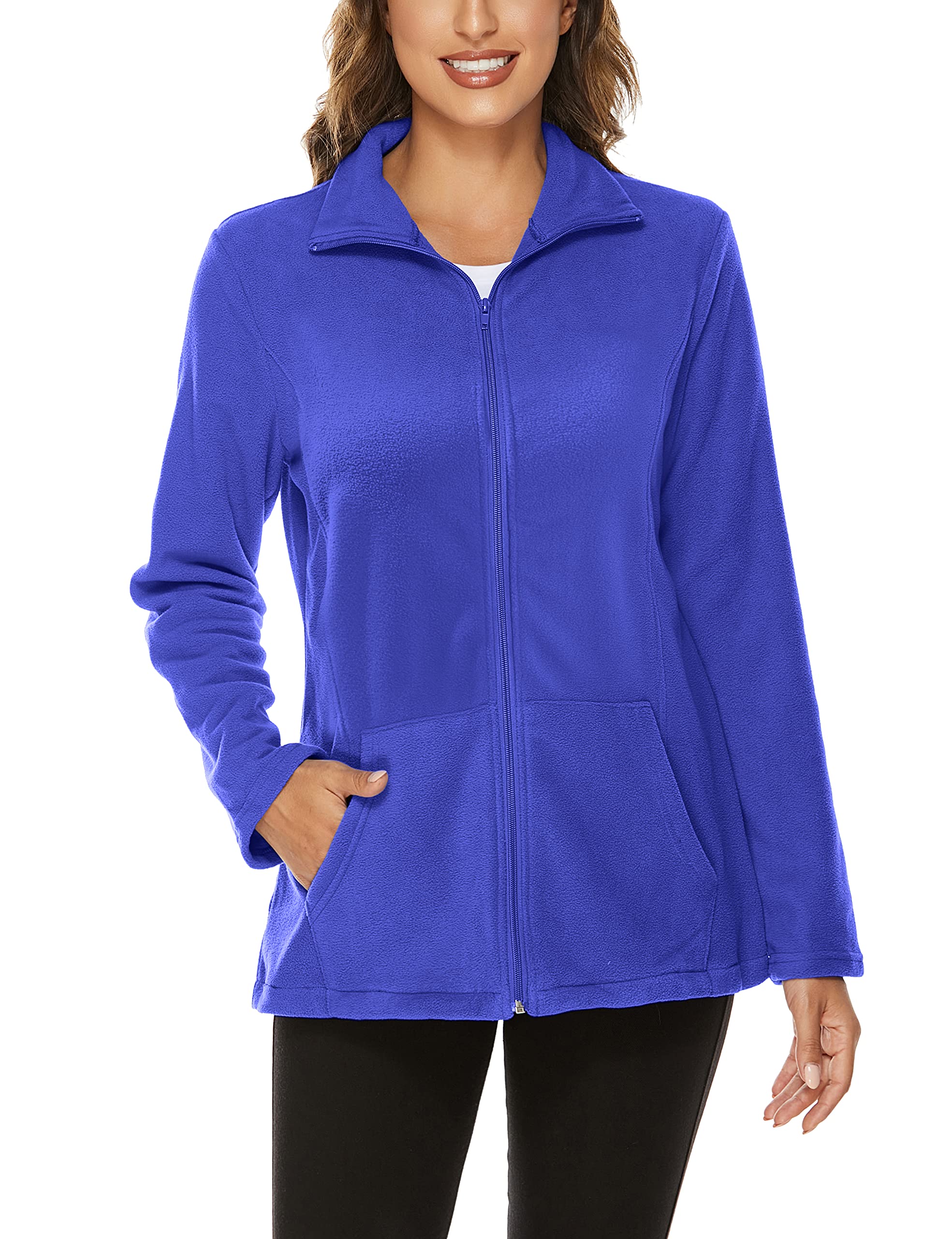 Hibelle Womens Outdoor Full-Zip Thermal Fleece Jacket with Pockets