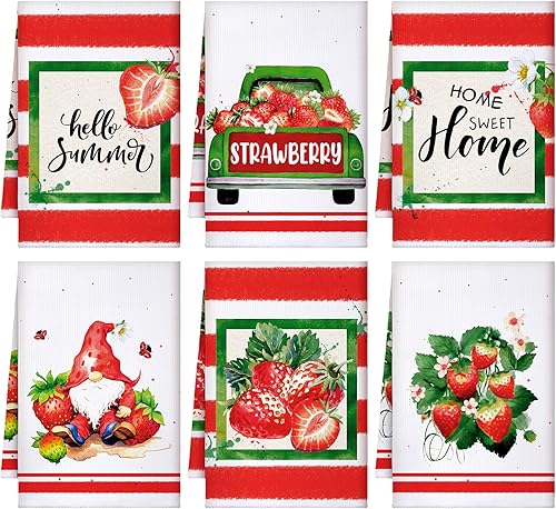 Miniatura 10 de Sratte 6 piezas de toallas de cocina navideñas, toallas de mano de muñecos de nieve de invierno, toallas absorbentes de árbol de Navidad y renos