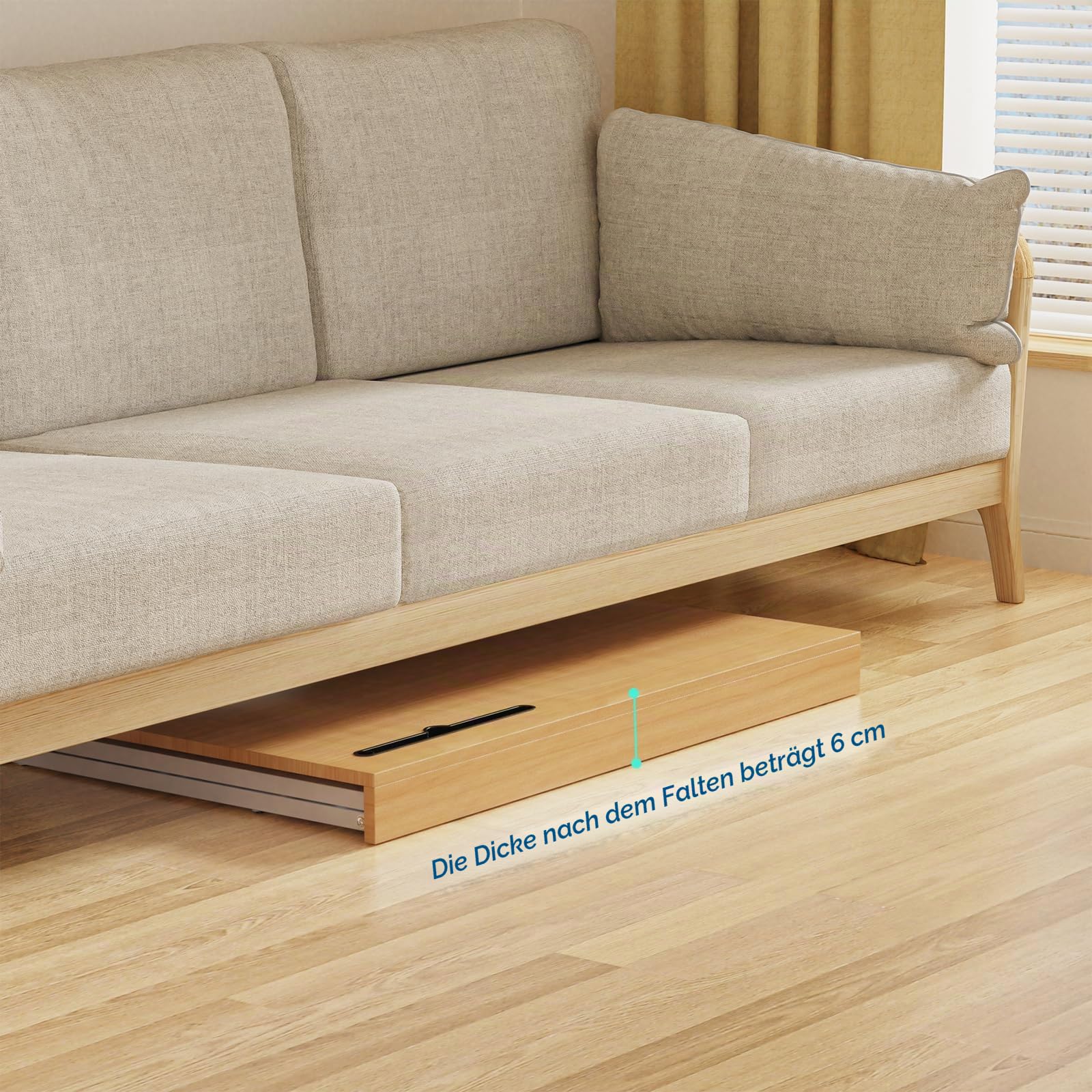 Schreibtisch Klappbar, Eiche Schreibtisch Klappcomputer mit Rollen, Portable Schreibtische Klappbar, Faltbar Schreibtisch für Home Office, Platzsparender Bürotisch zum für Arbeitszimmer