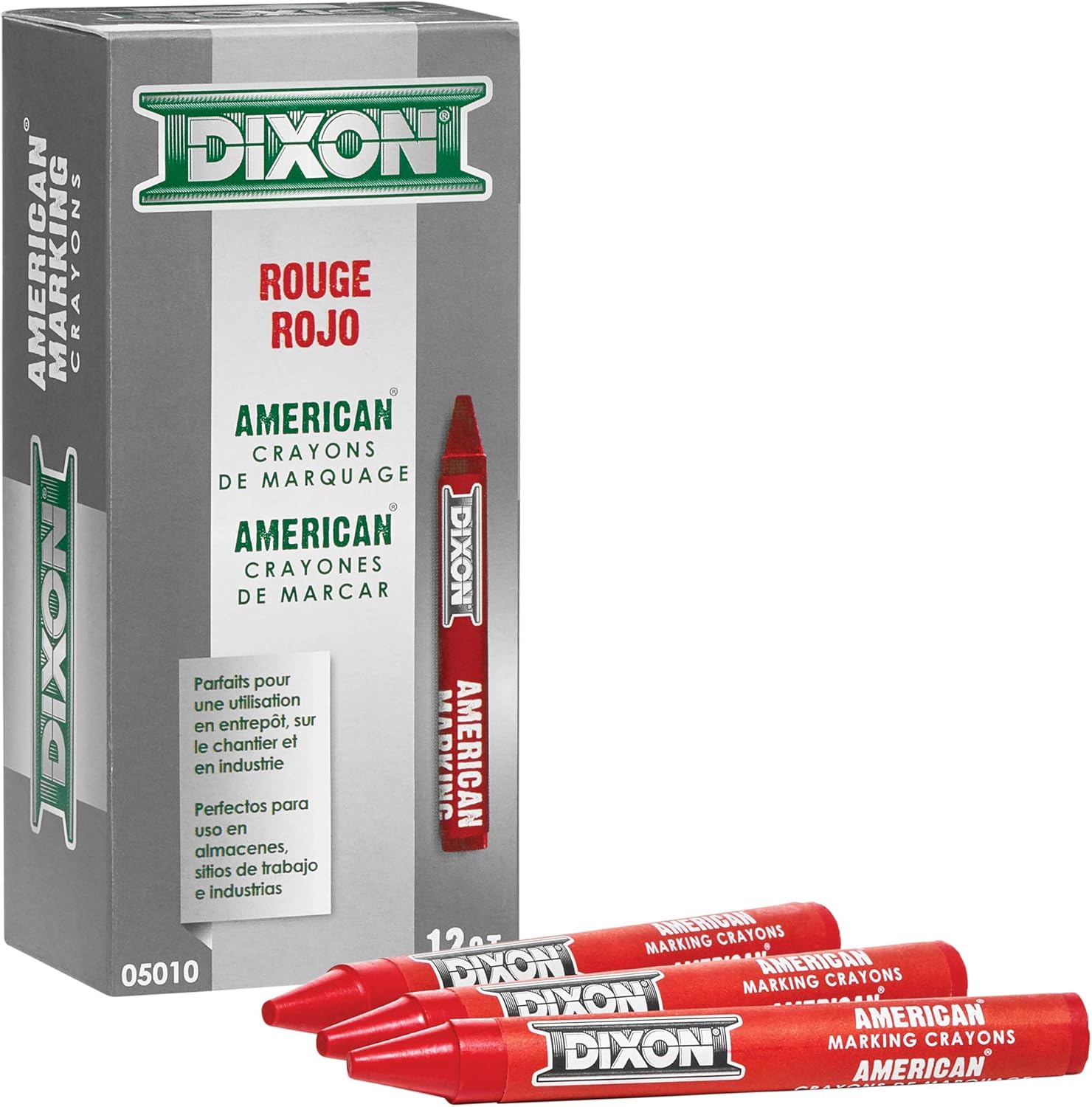 DIXON Industrial Round American Marking Crayons, Red, Pack