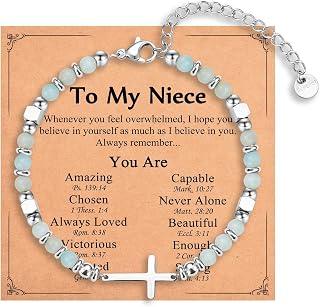 Religious Cross Bracelet for Women Girls, Christian Gifts for Daughter Granddaughter Sister in Christ Friend Niece on Birthday Christmas Easter Valentines Day Graduation