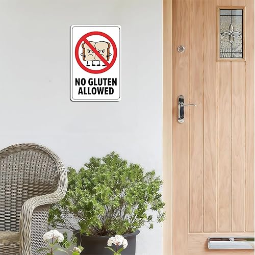 Miniatura 3 de Letrero de metal con texto en inglés "No Gluten Allowed" para jardín, patio, bar, porche, garaje, hogar, dormitorio, cocina, decoración de pared,