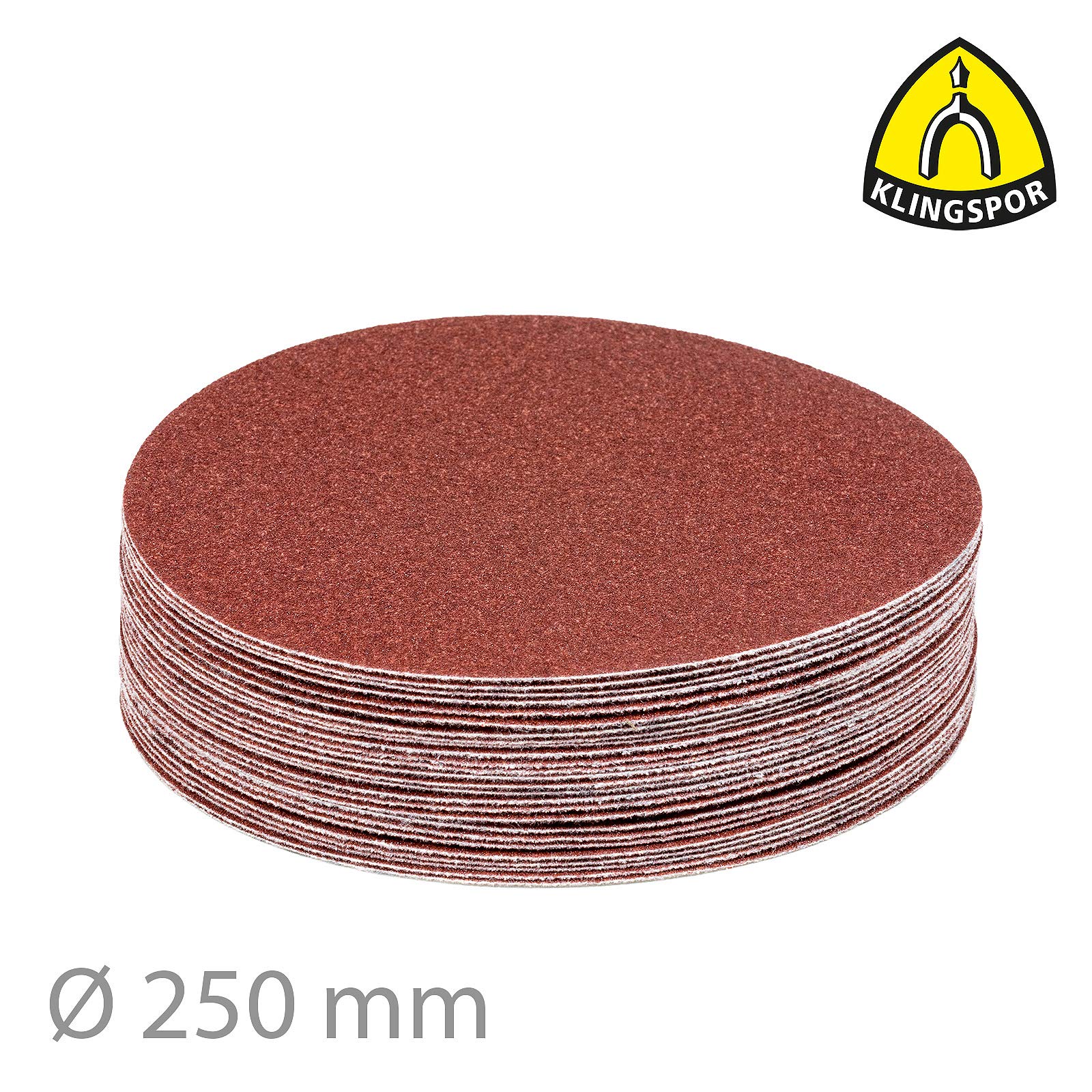Discos de lija con velcro, por ejemplo, compatibles con lijadora de disco y lijadora excéntrica, papel de lija PS 18 EK, diámetro de 250 mm, sin perforar, 25 unidades, grano 150.