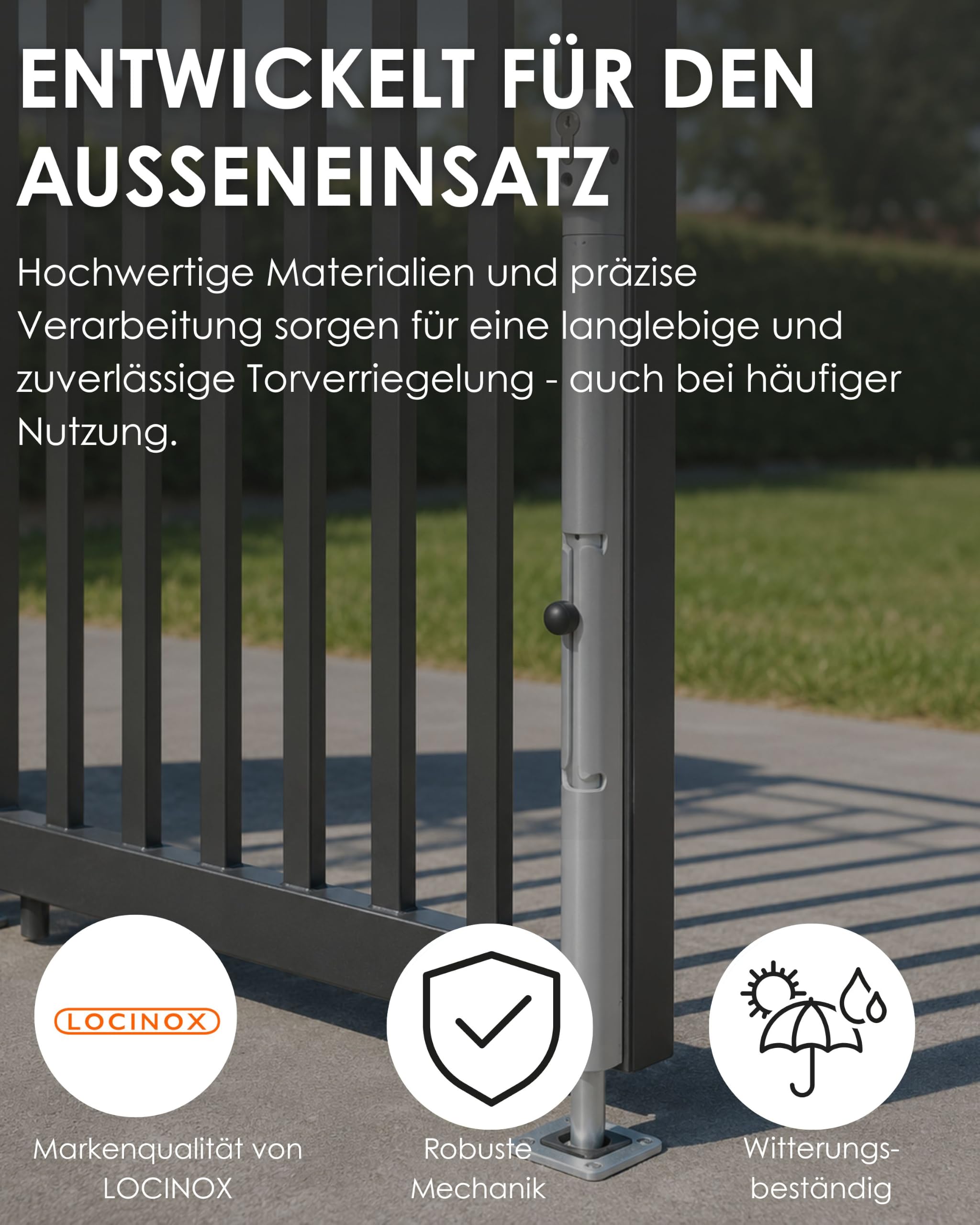 Zaundirekt LOCINOX KEYDROP Bolzenstangenriegel abschließbar Silber