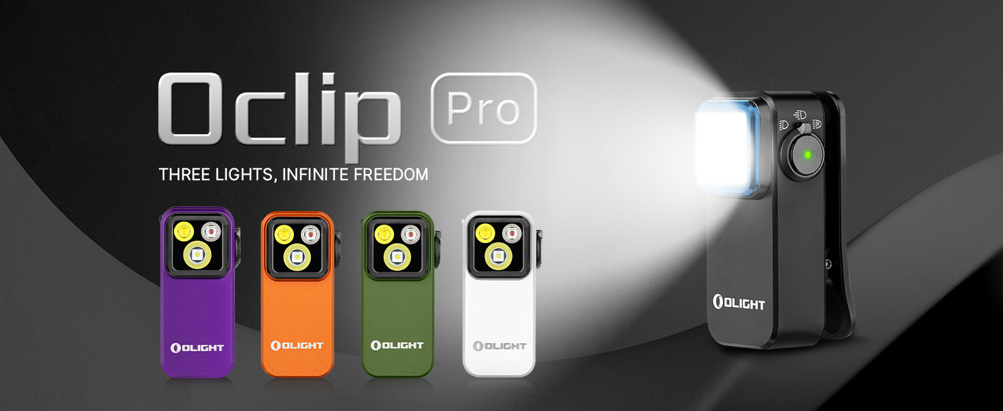 OLIGHT Oclip Pro 500 Lumens 3 Light Sources Clip on Torch, USB-C