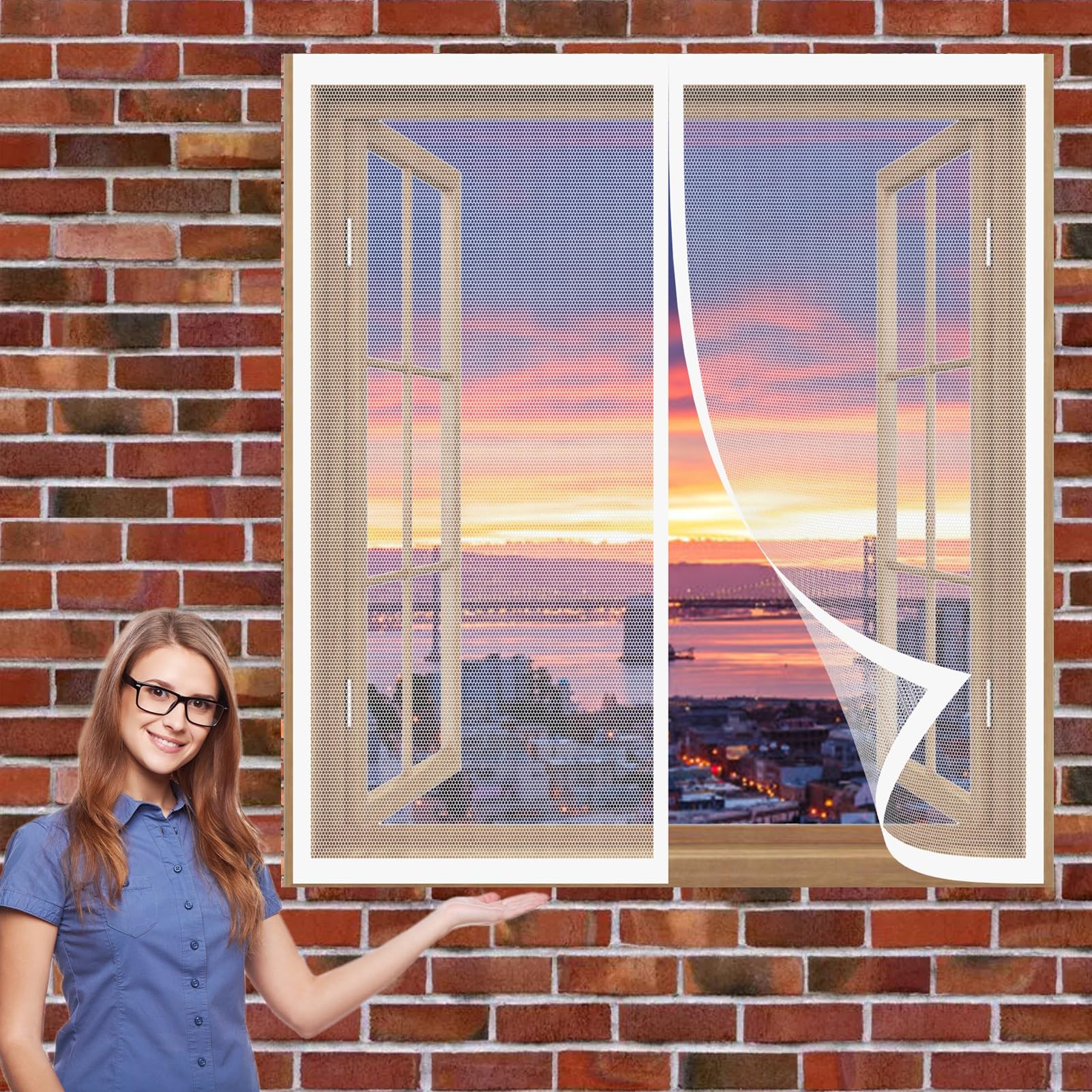 Guogai White Window Screen 95 X 55 Cm(37 X 22Inch) Mesh Curtain Fits Magnetic Door Curtain Mosquito Screen Insects Out Mosquito For All Kinds Of Window,