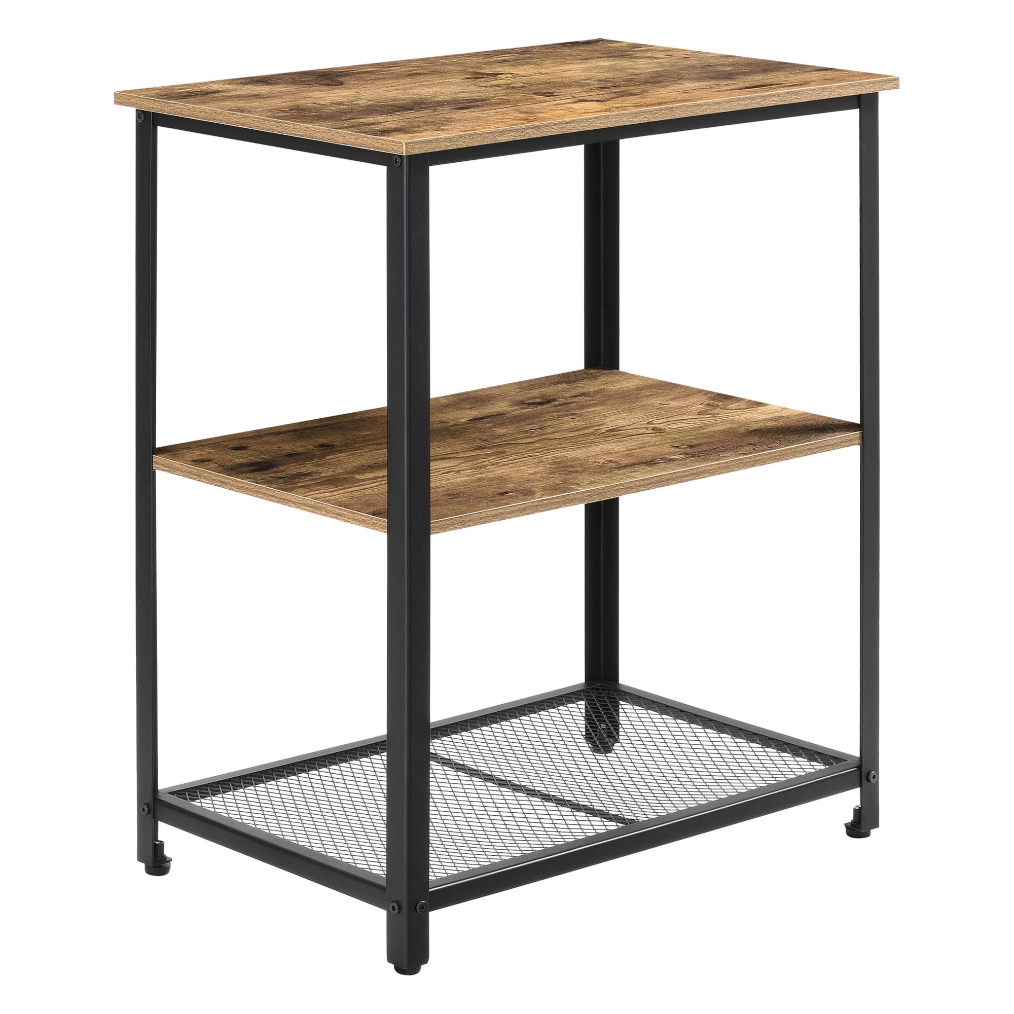 [en.casa] Chariot de Service Chariot de Cuisine Roulant Desserte roulettes Vérouillables Panneau de Particules Métal Plastique 76,5 x 60 x 40 cm Bois Foncé Noir