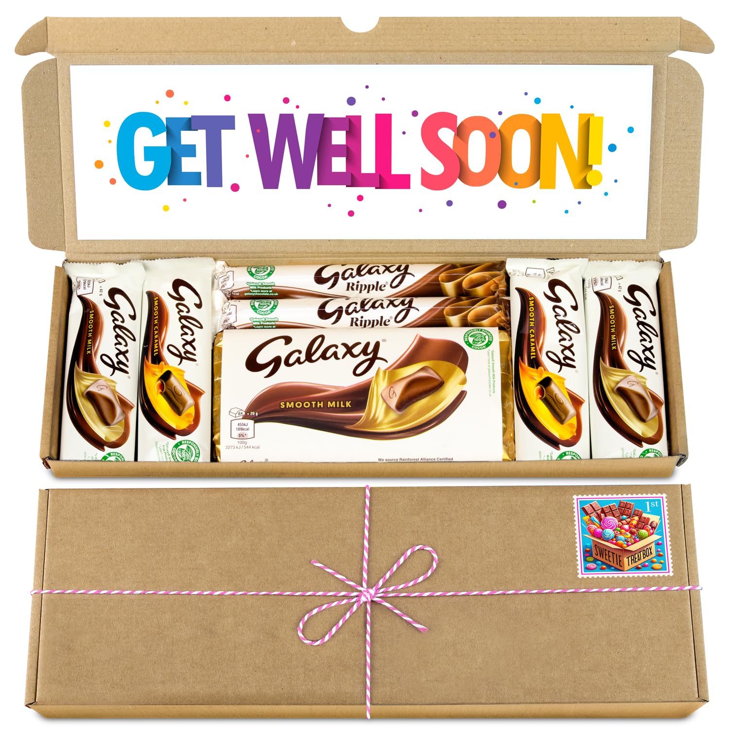 Chocolate Hamper | Letter box Chocolate Gift Selection Box | Fullsize Galaxy Chocolate bars | Ideal Gifts For Women, Men, Kids (Get Well Soon, Full Size)
