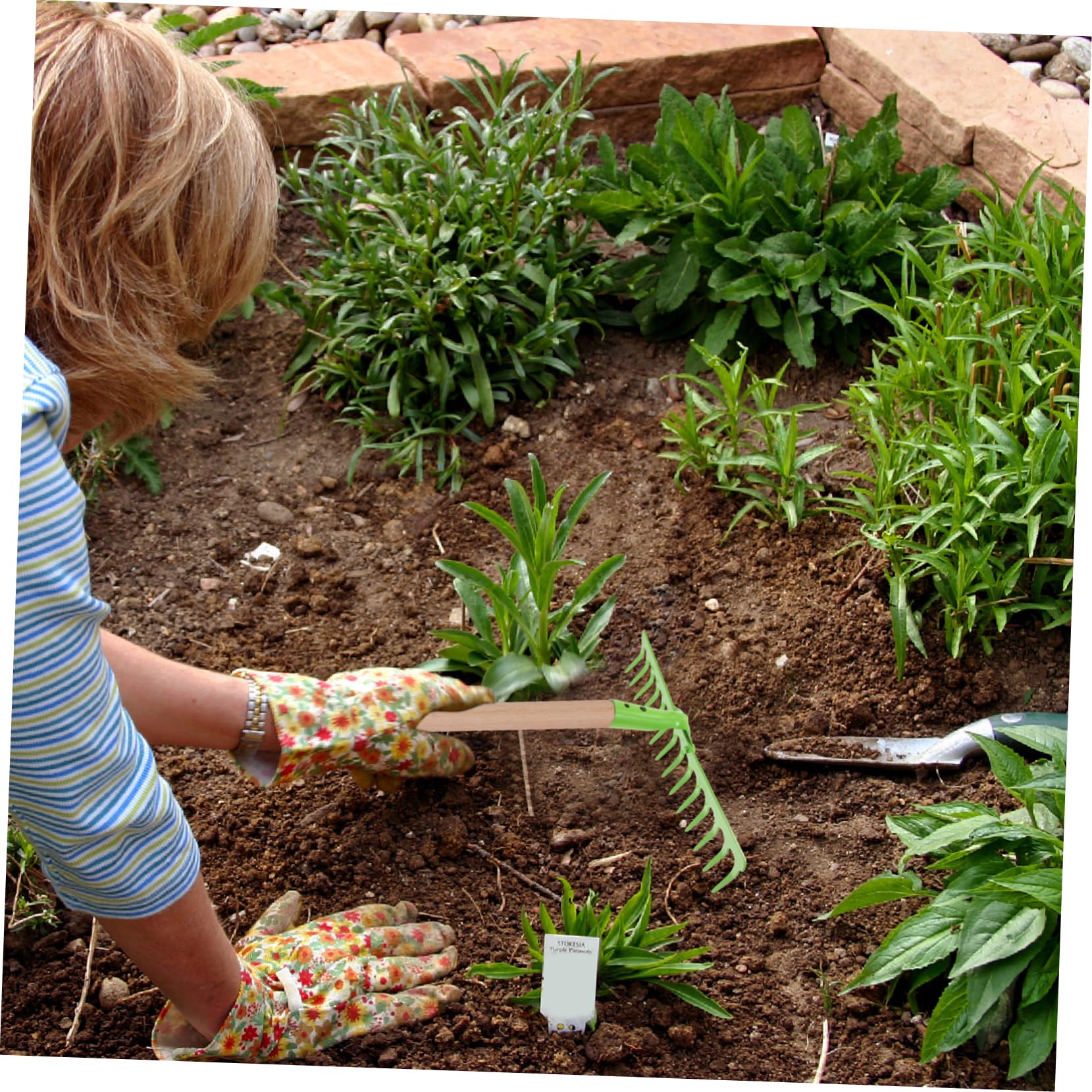 BESTonZON Gartenrechen Handrechen Aus Robustem Carbonstahl Multifunktionales Bodenlockerungswerkzeug Für Gartenarbeit Und Erdbewegung Langlebig Grün Für Garten Und Landwirtschaft