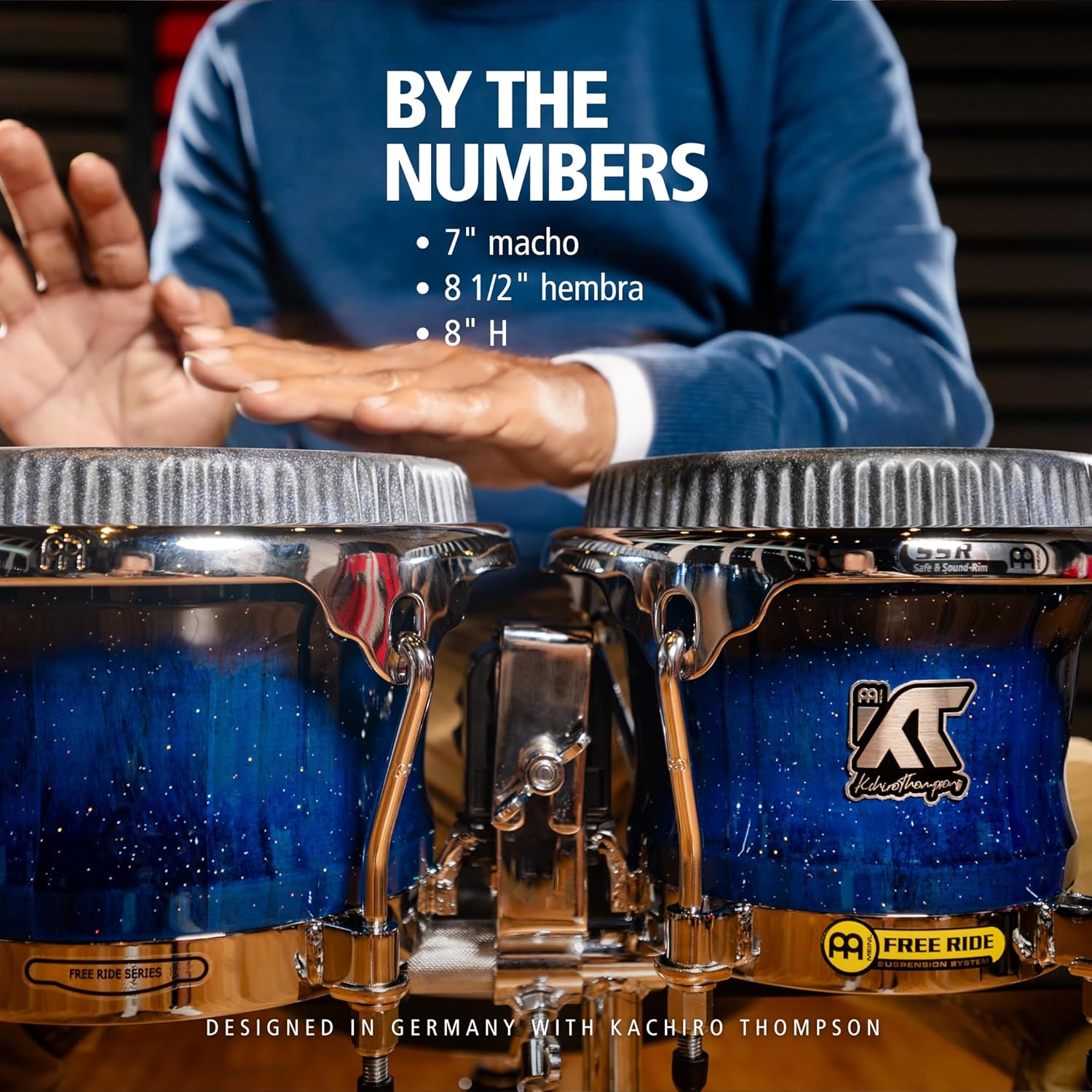 Kachiro Thompson Artist Series Bongos with Remo Heads, 7" / 8.5"